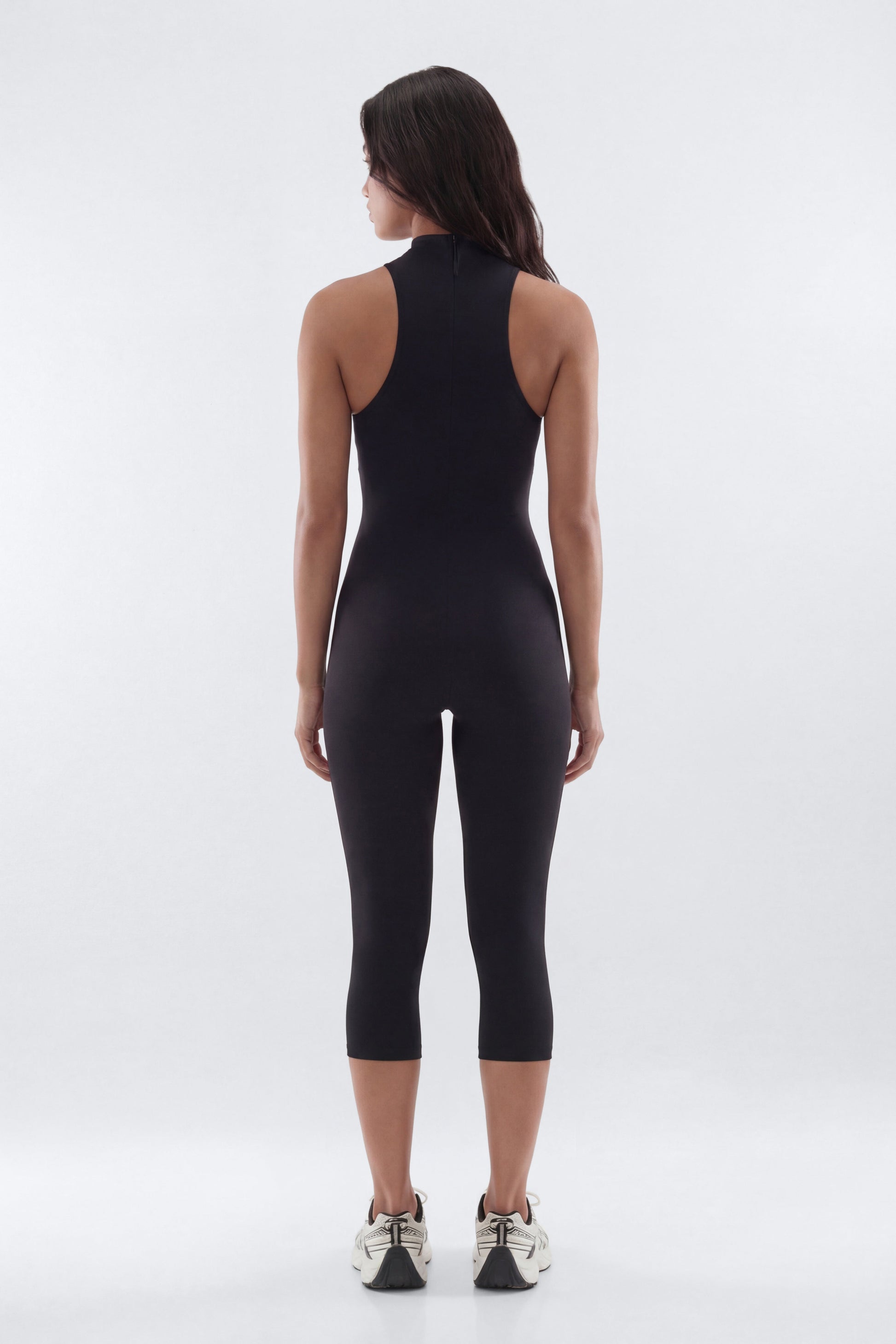 ProStretch™ 18″ High Neck Capri Jumpsuit - Black NEWFASHIONEDGE