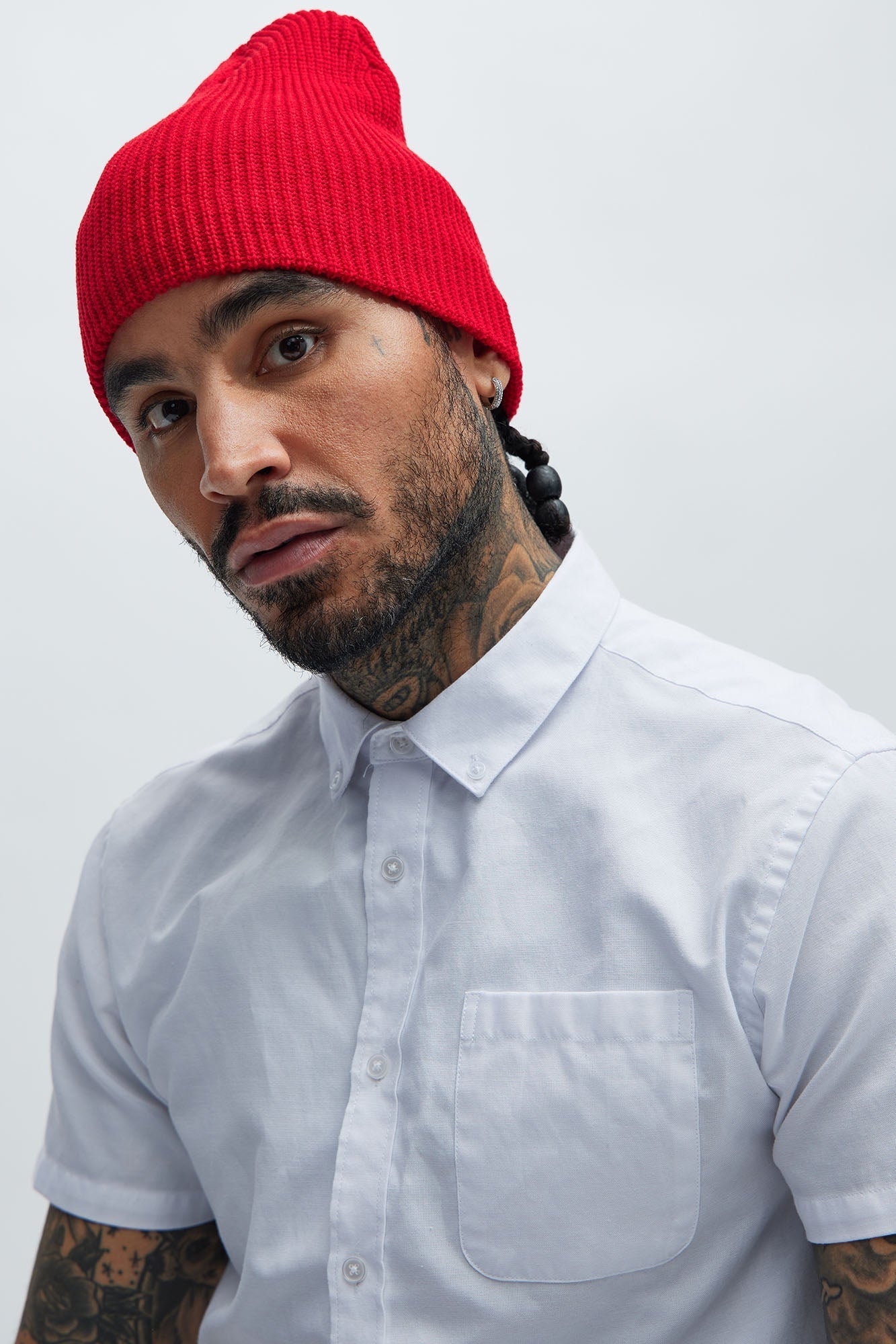 Ribbed Beanie - Red