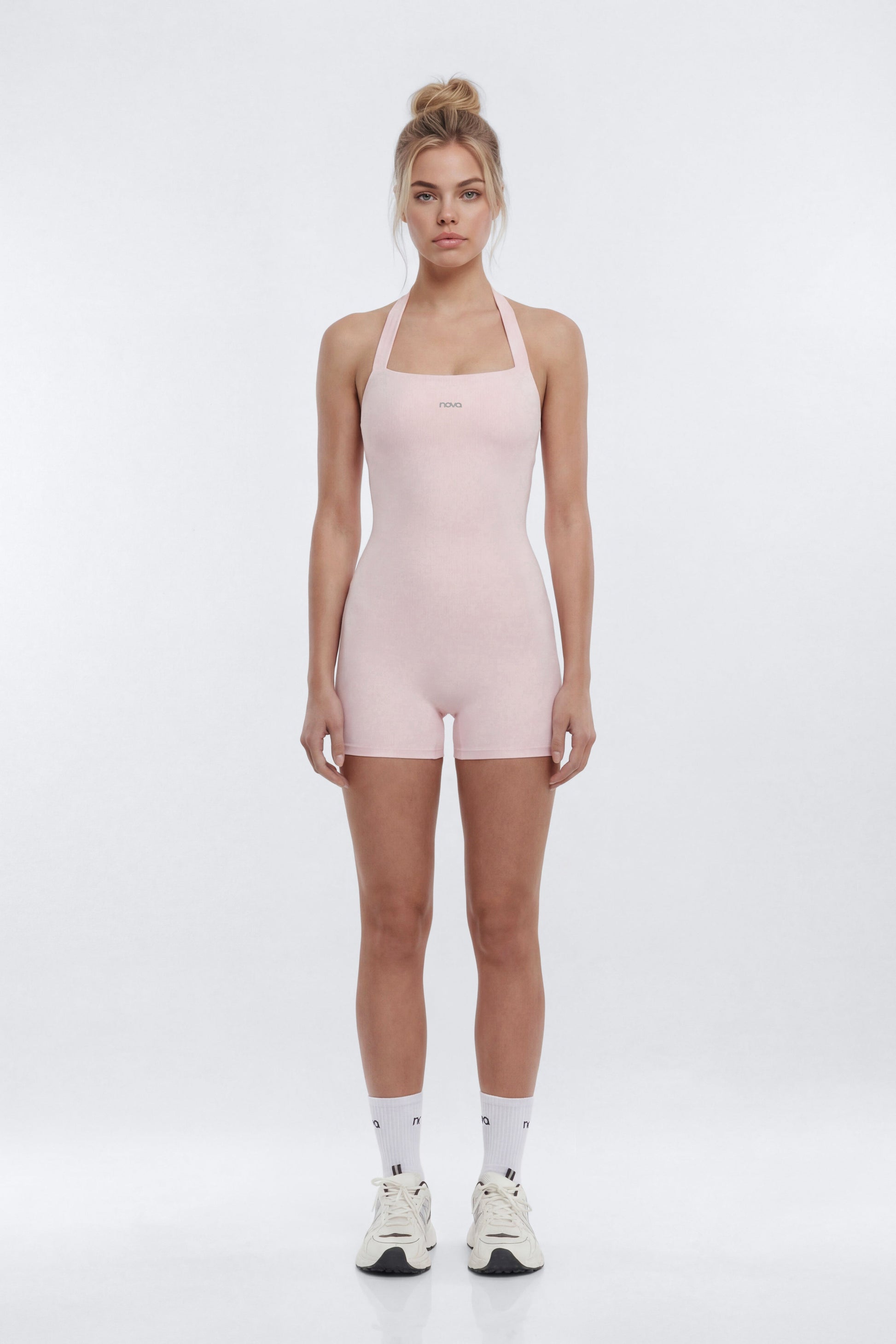 CloudForm™ 3″ Halter Romper - Pink NEWFASHIONEDGE