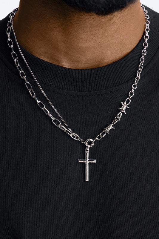 Crown of Thorns Chain Necklace - Silver
