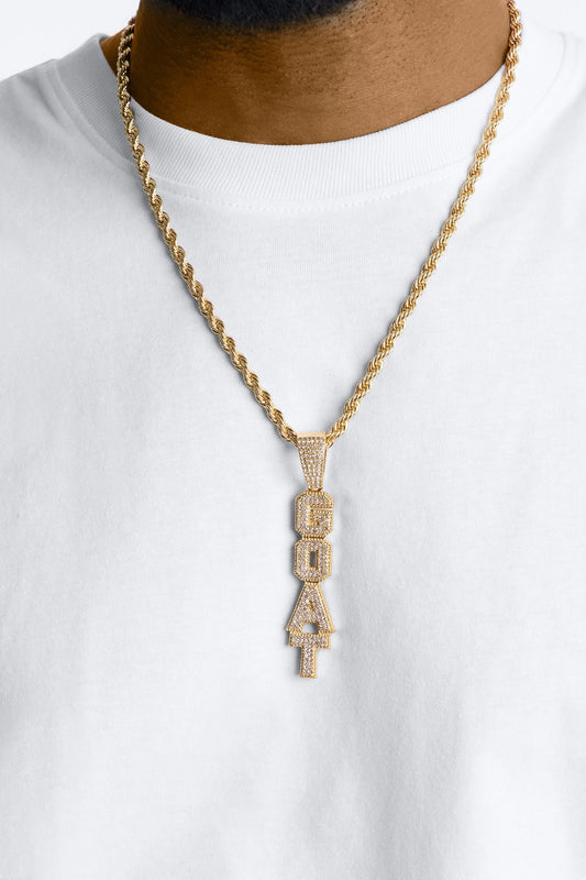 GOAT Vertical Iced Pendant Necklace - Gold