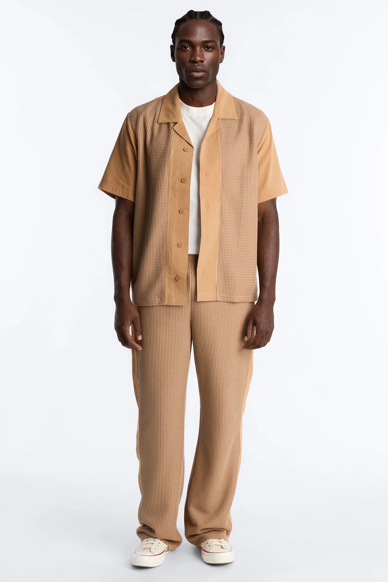 Brookfield Flow Cuban Collar Button Up Shirt - Tan