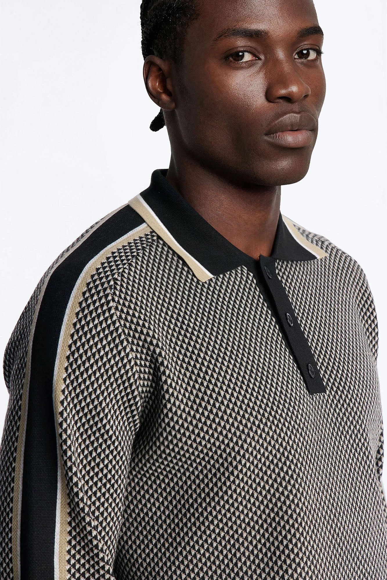Ashford Knitted Long Sleeve Polo - Black