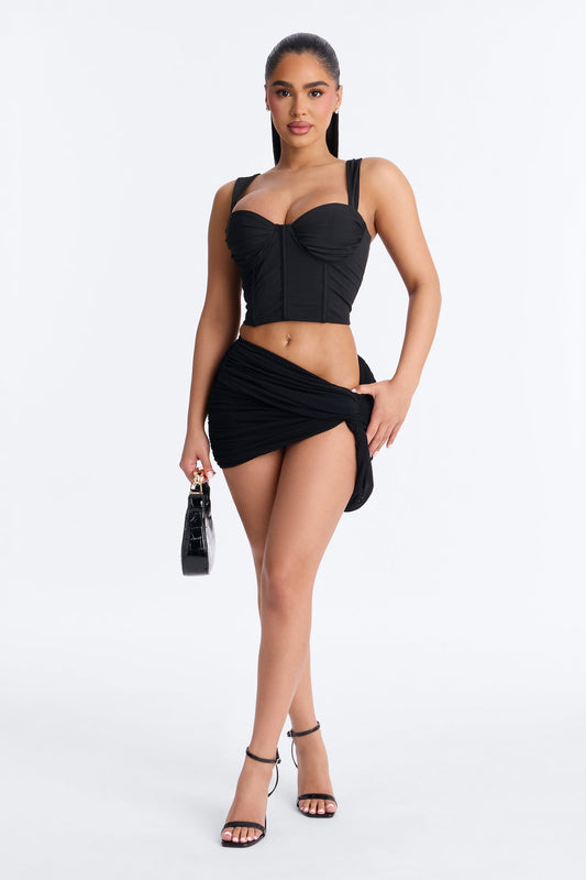Amira Mesh Twist Micro Mini Skirt - Black