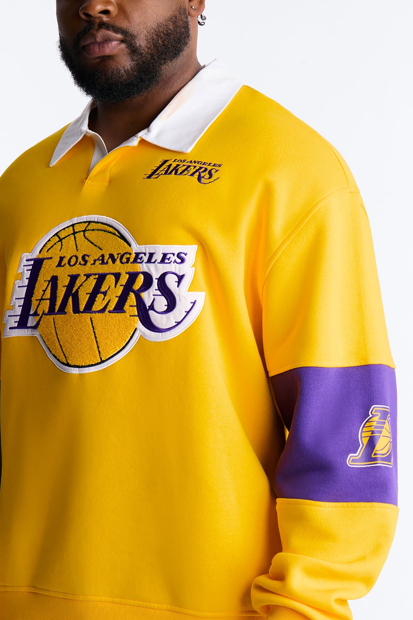 Lakers Long Sleeve Fleece Polo - Yellow