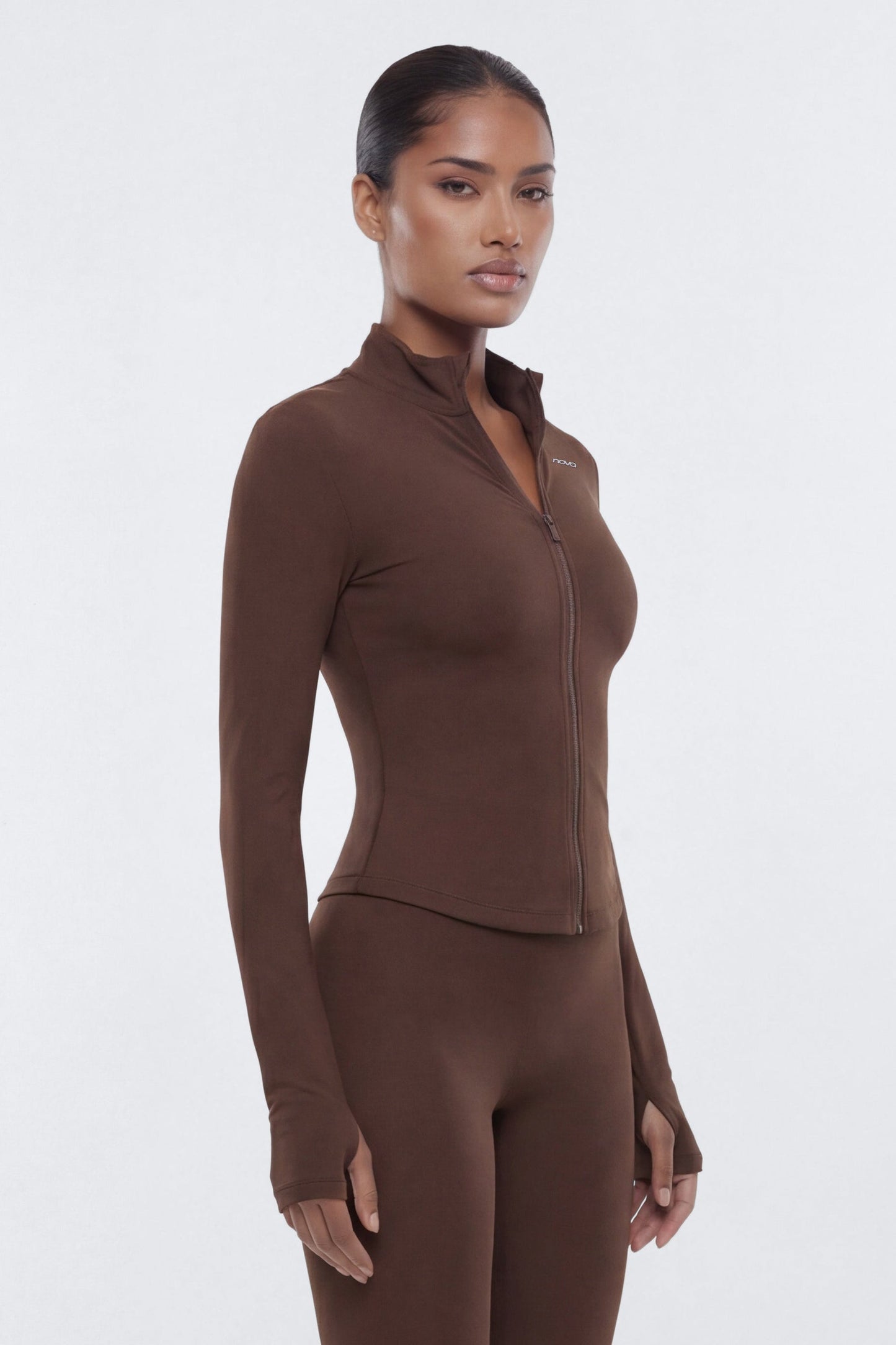 CloudForm™ Long Sleeve Full Zip Jacket - Brown NEWFASHIONEDGE