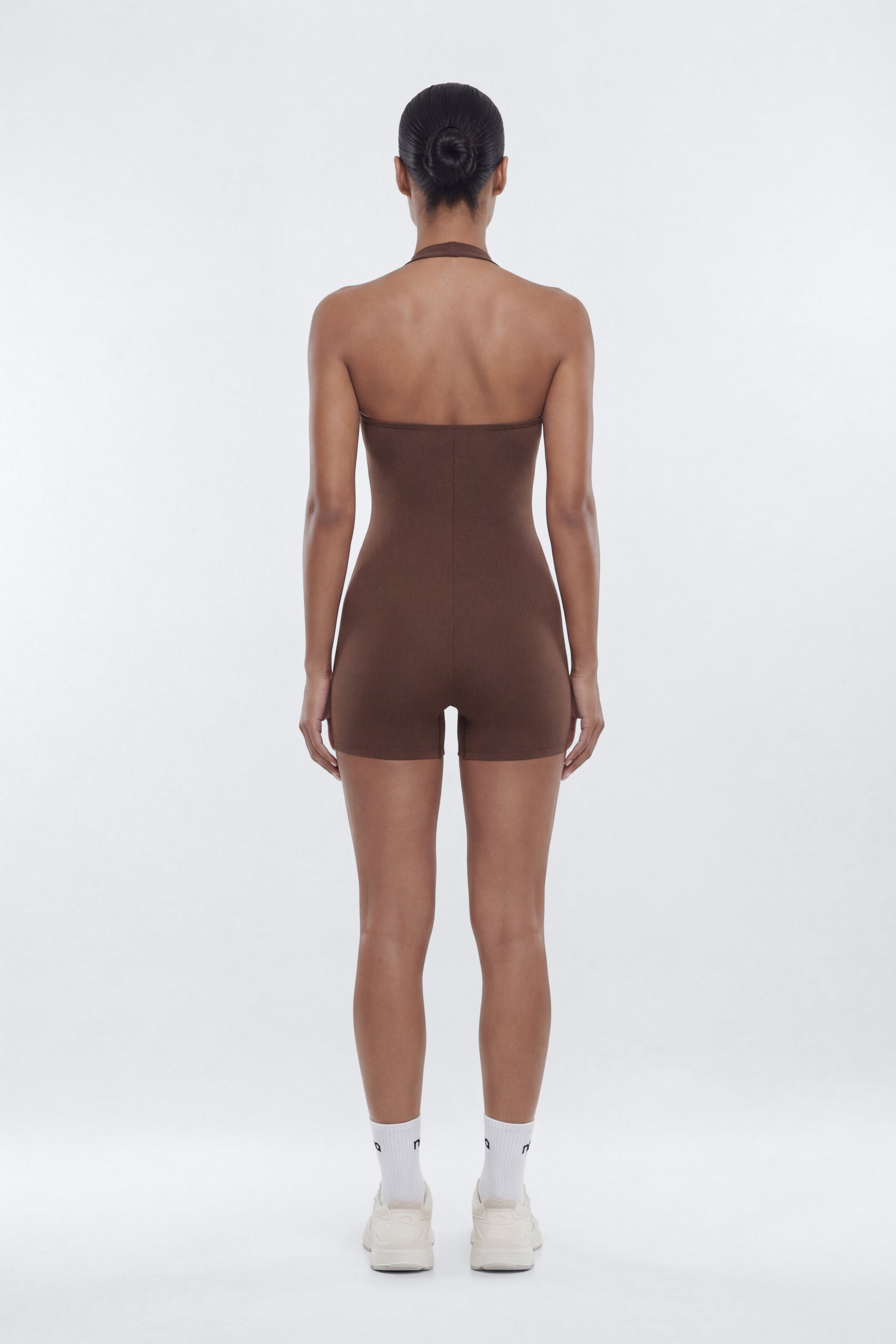 CloudForm™ 3″ Halter Romper - Brown NEWFASHIONEDGE