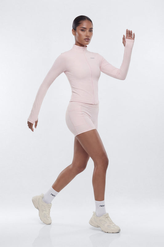 CloudForm™ High Waist 5″ Side Pocket Biker Short - Pink NEWFASHIONEDGE