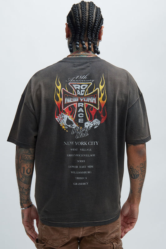 Road Race Oversized Short Sleeve Tee - Black