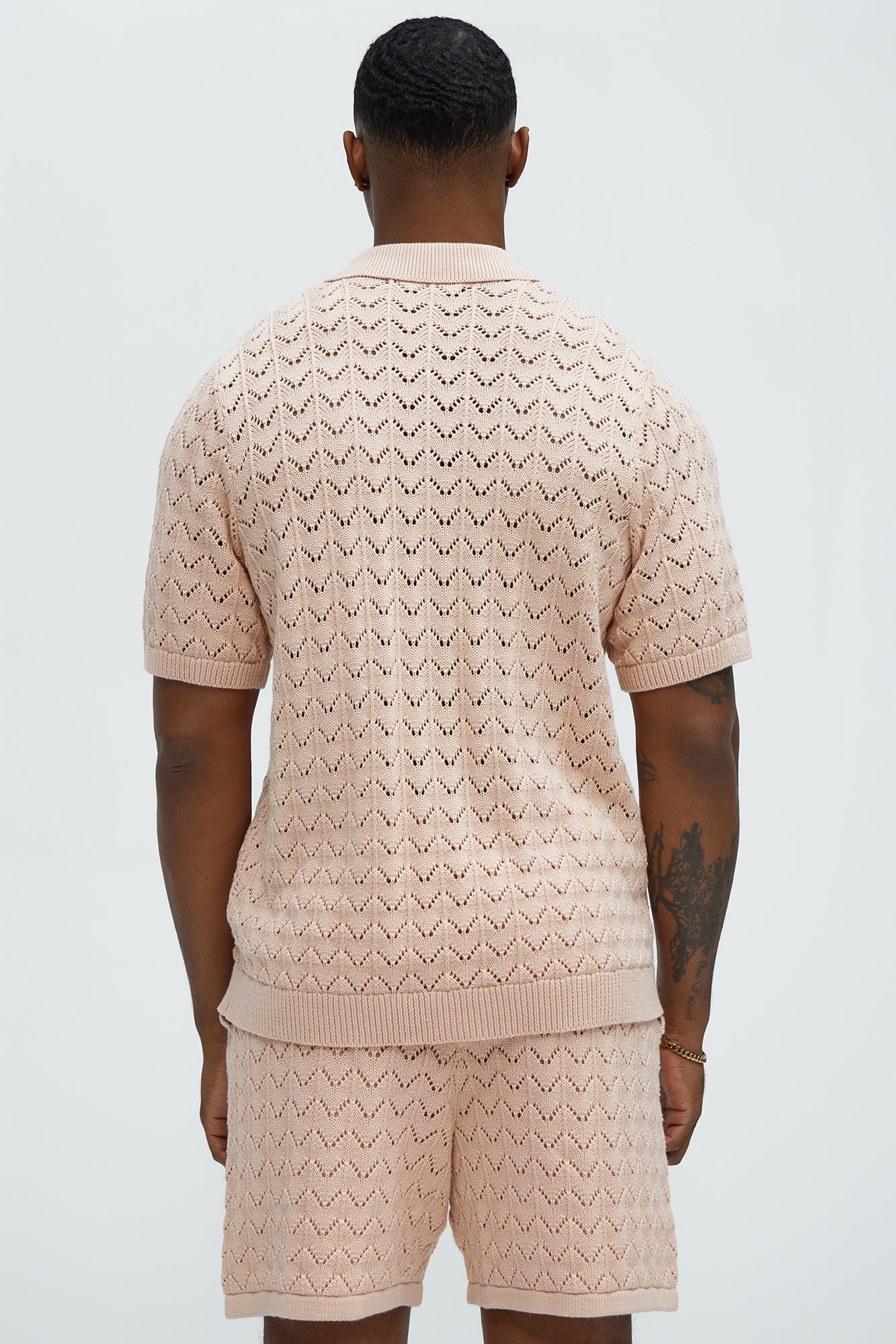 Waterfall Texture Open Knit Shirt - Mauve