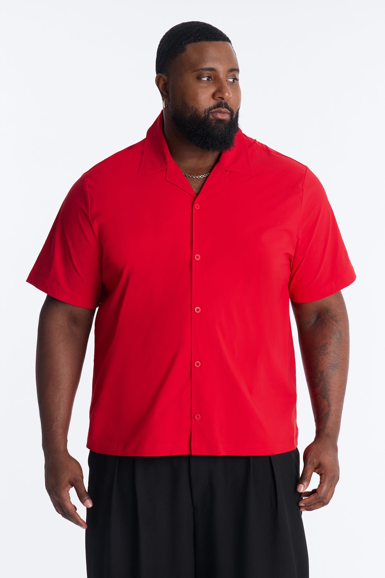 Montez Cuban Collar Button Up Shirt - Brick Red