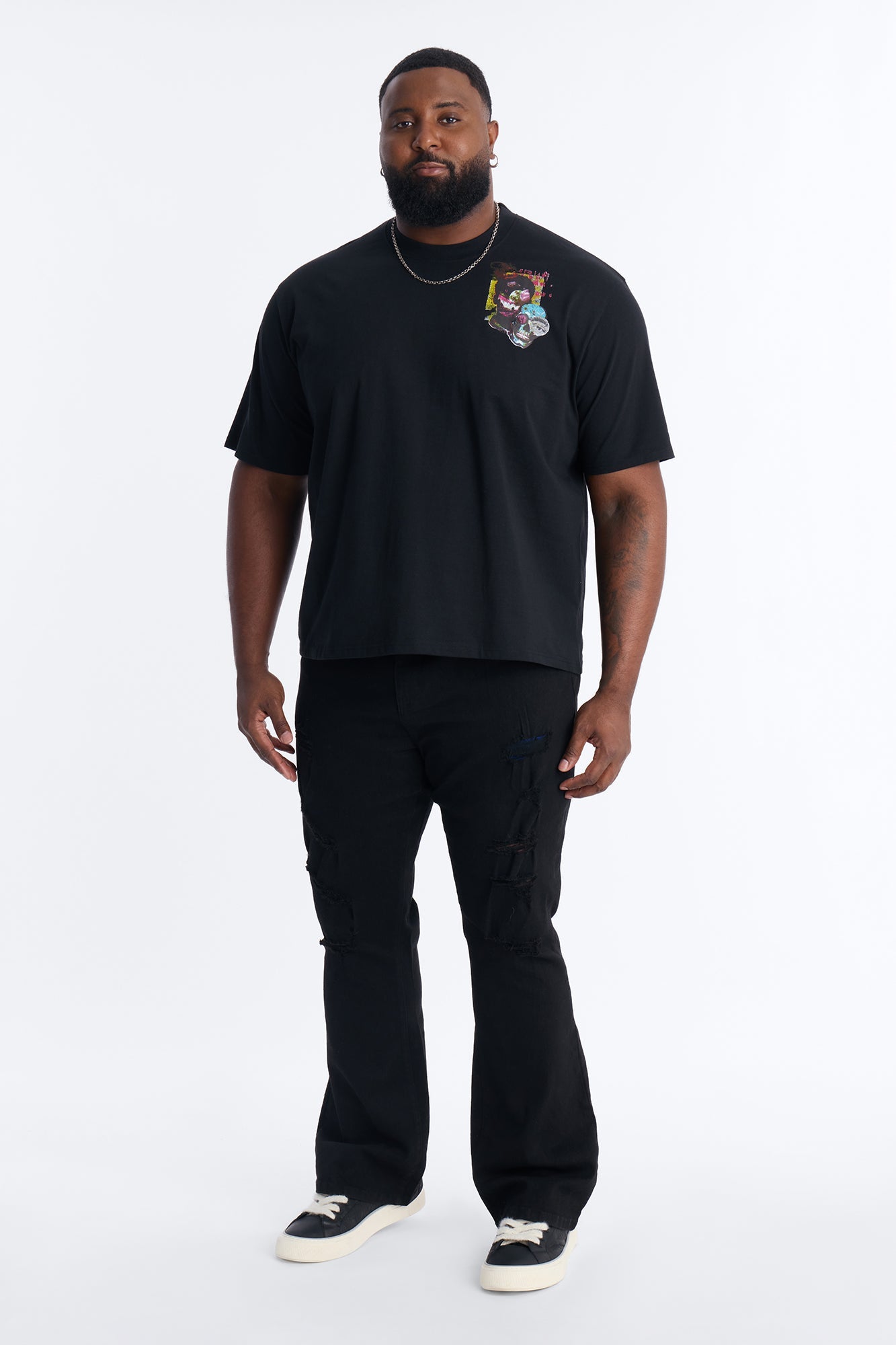 Too Real Embroidery Short Sleeve Tee - Black
