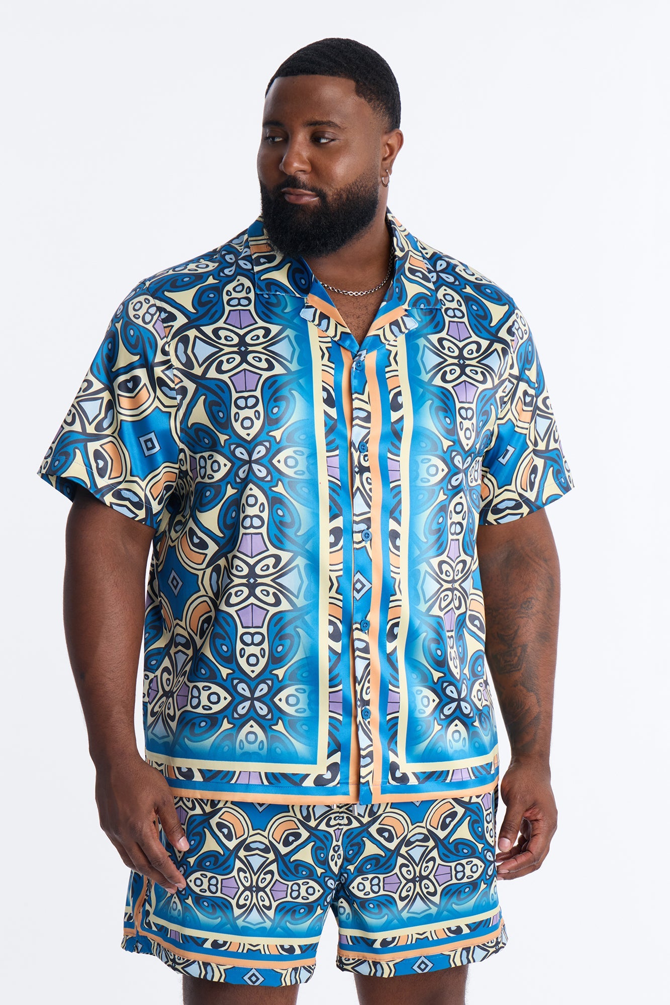 Mosaic Resort Printed Cuban Collar Shirt - Multi Color
