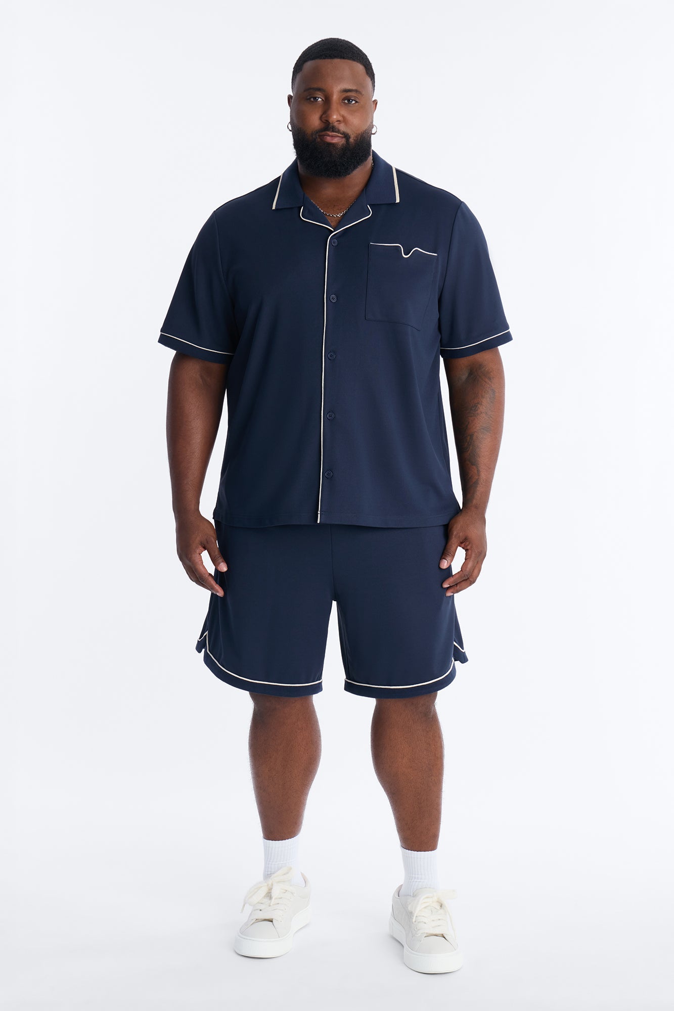 Noir Cuban Collar Shirt - Navy