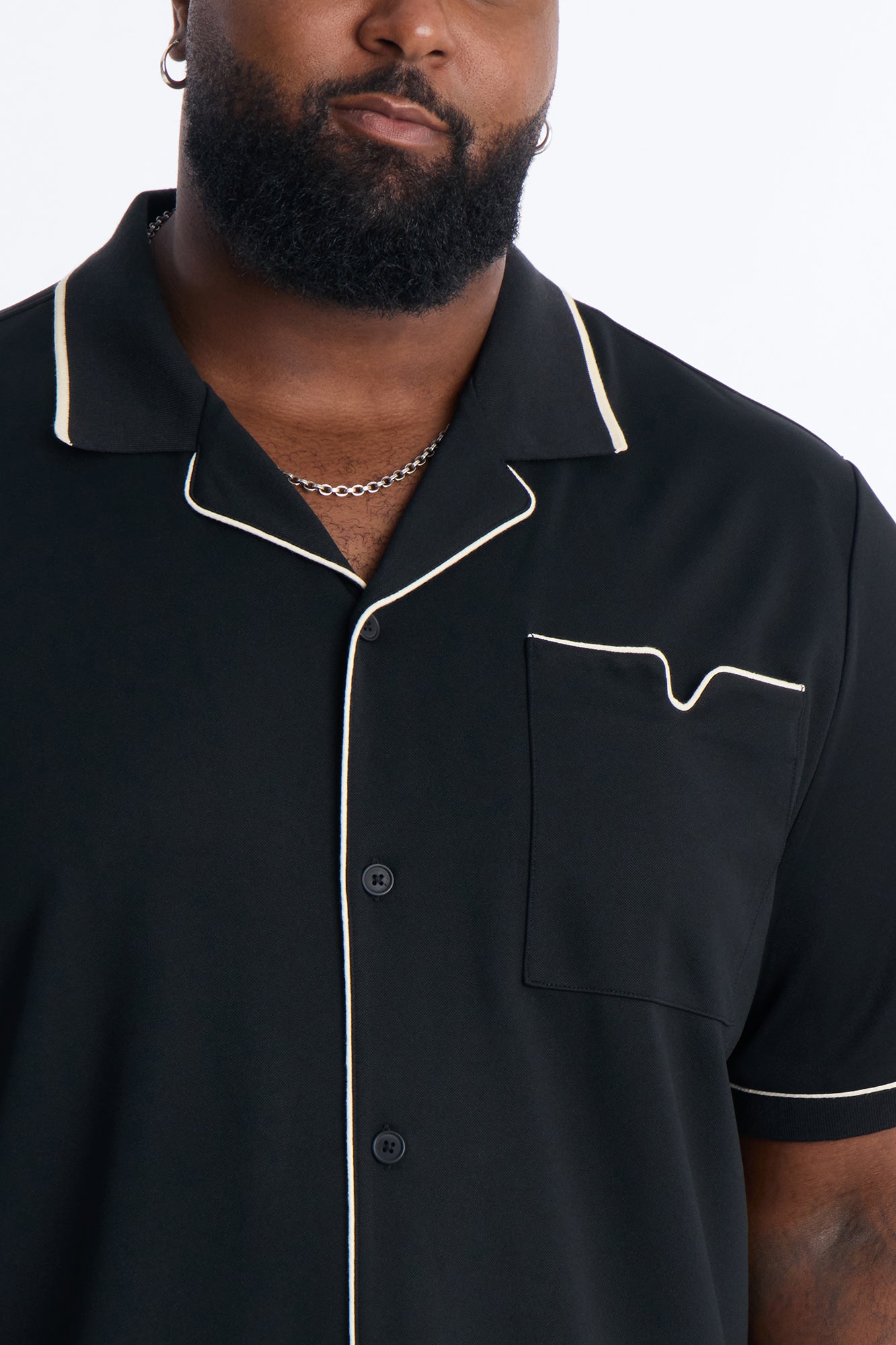 Noir Cuban Collar Shirt - Black