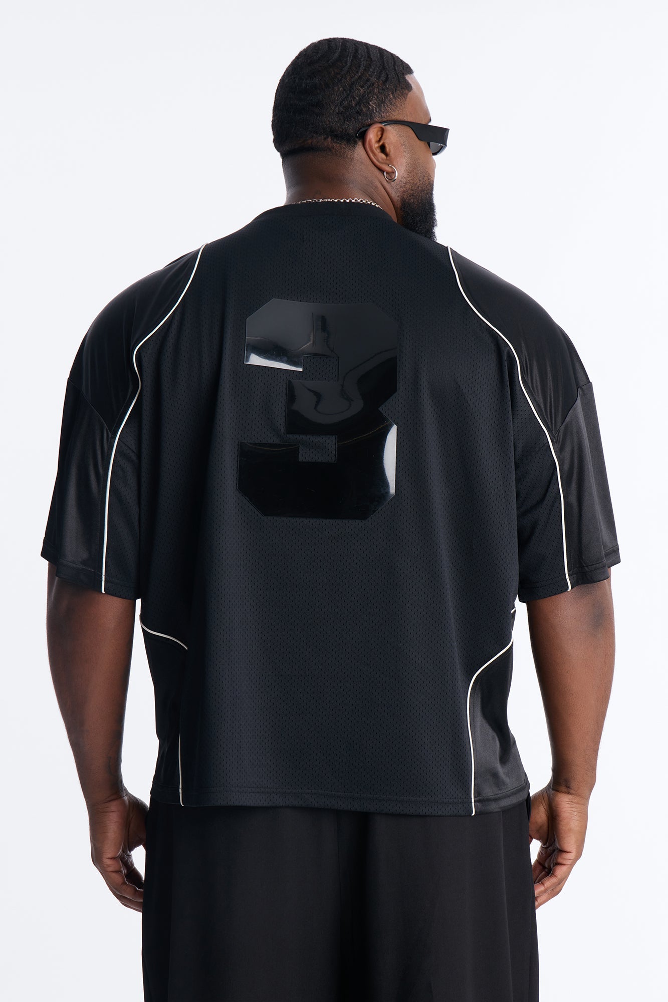 Boxy Mesh Core Reflect Jersey Shirt - Black