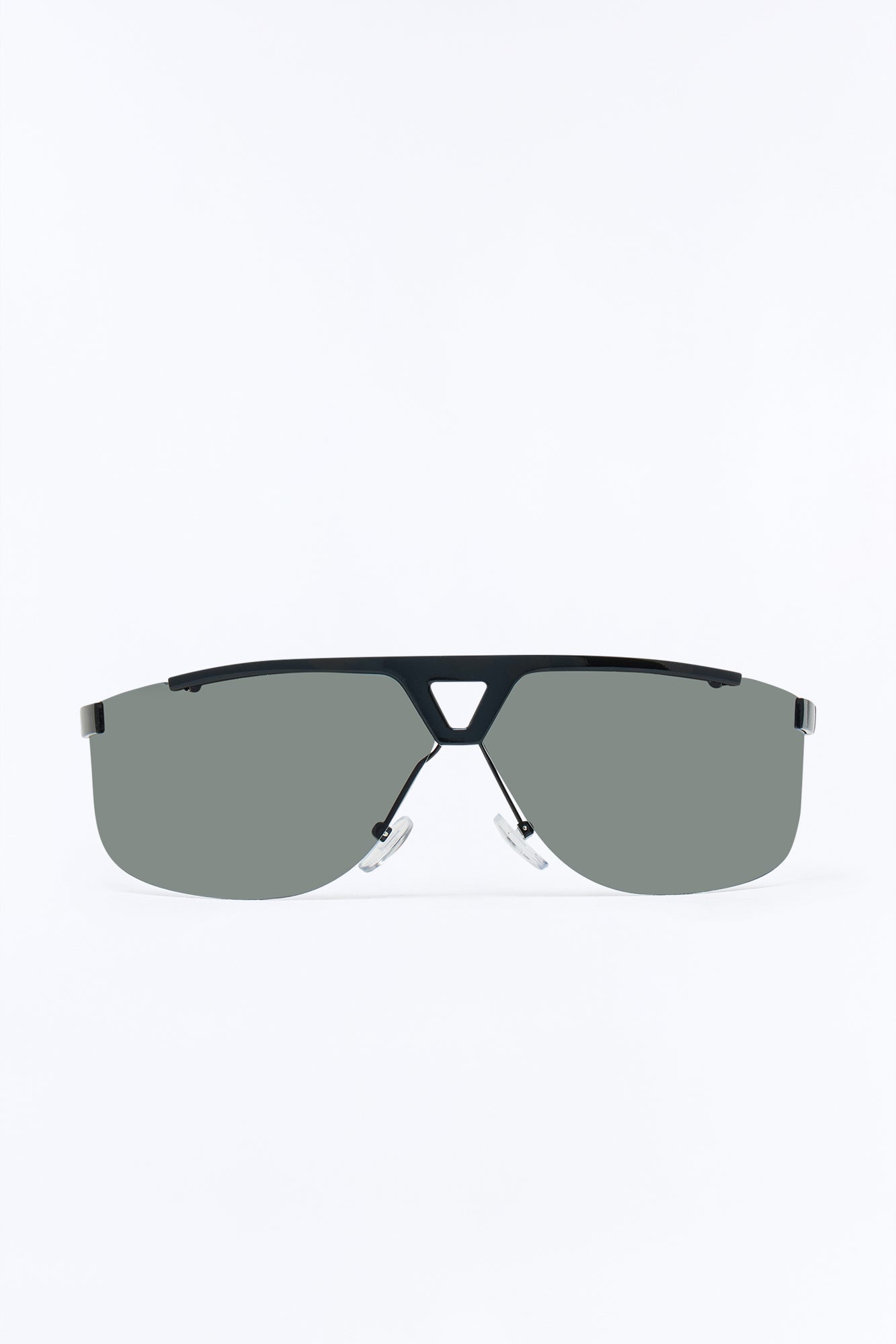 High End Wrapped Aviator Metal Sunglasses - Black