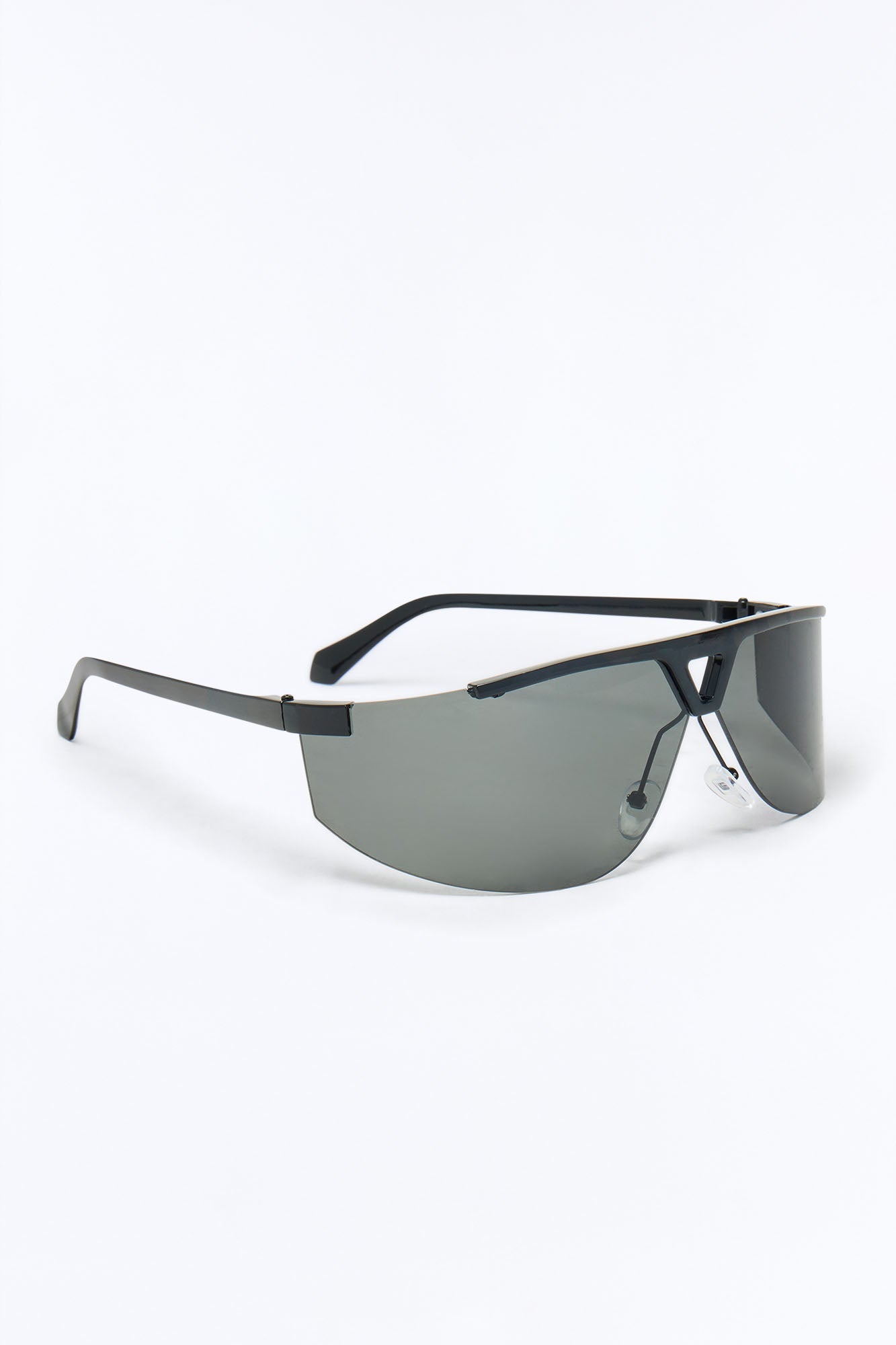 High End Wrapped Aviator Metal Sunglasses - Black