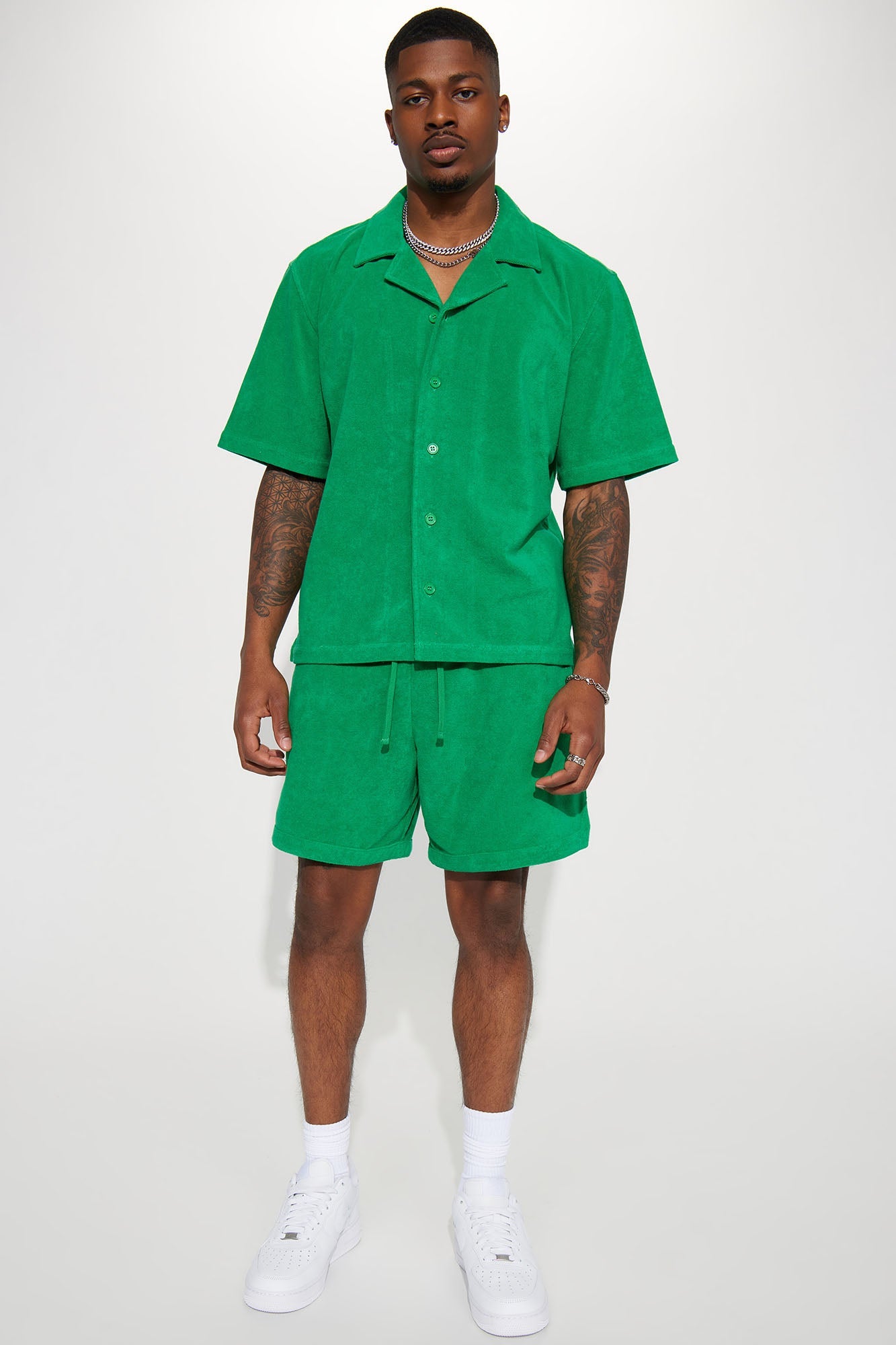 Dipped Terry Knit Shorts - Green