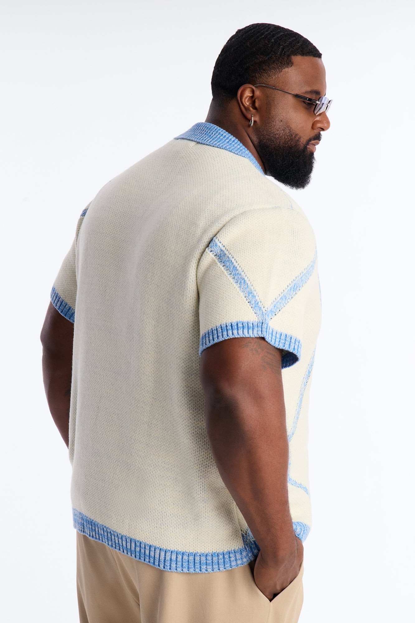 Classic Argyle Knit Polo - Cream
