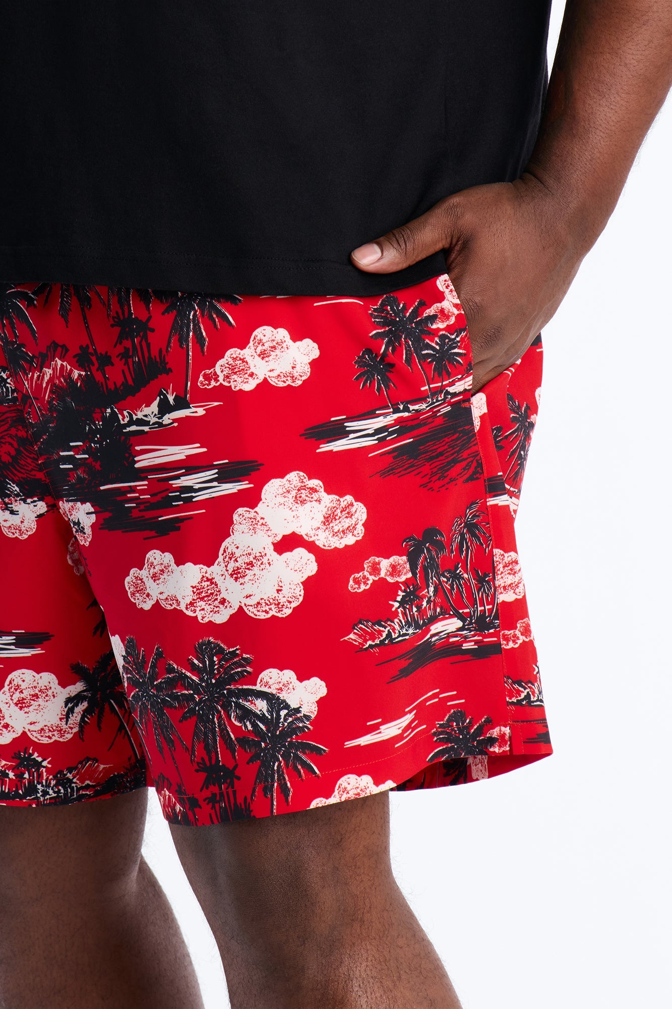 Brushed Tropical Oasis Swim Trunk 7″ - Red