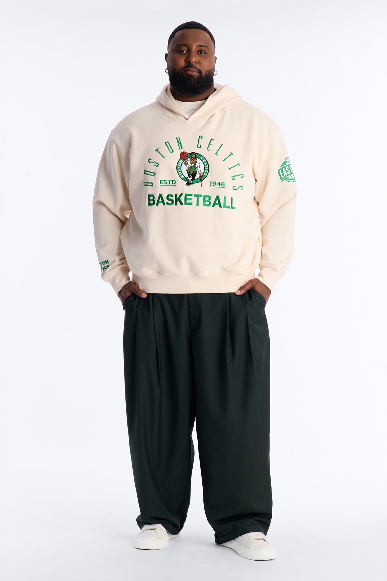 Celtics Embroidered Oversized Hoodie - Cream