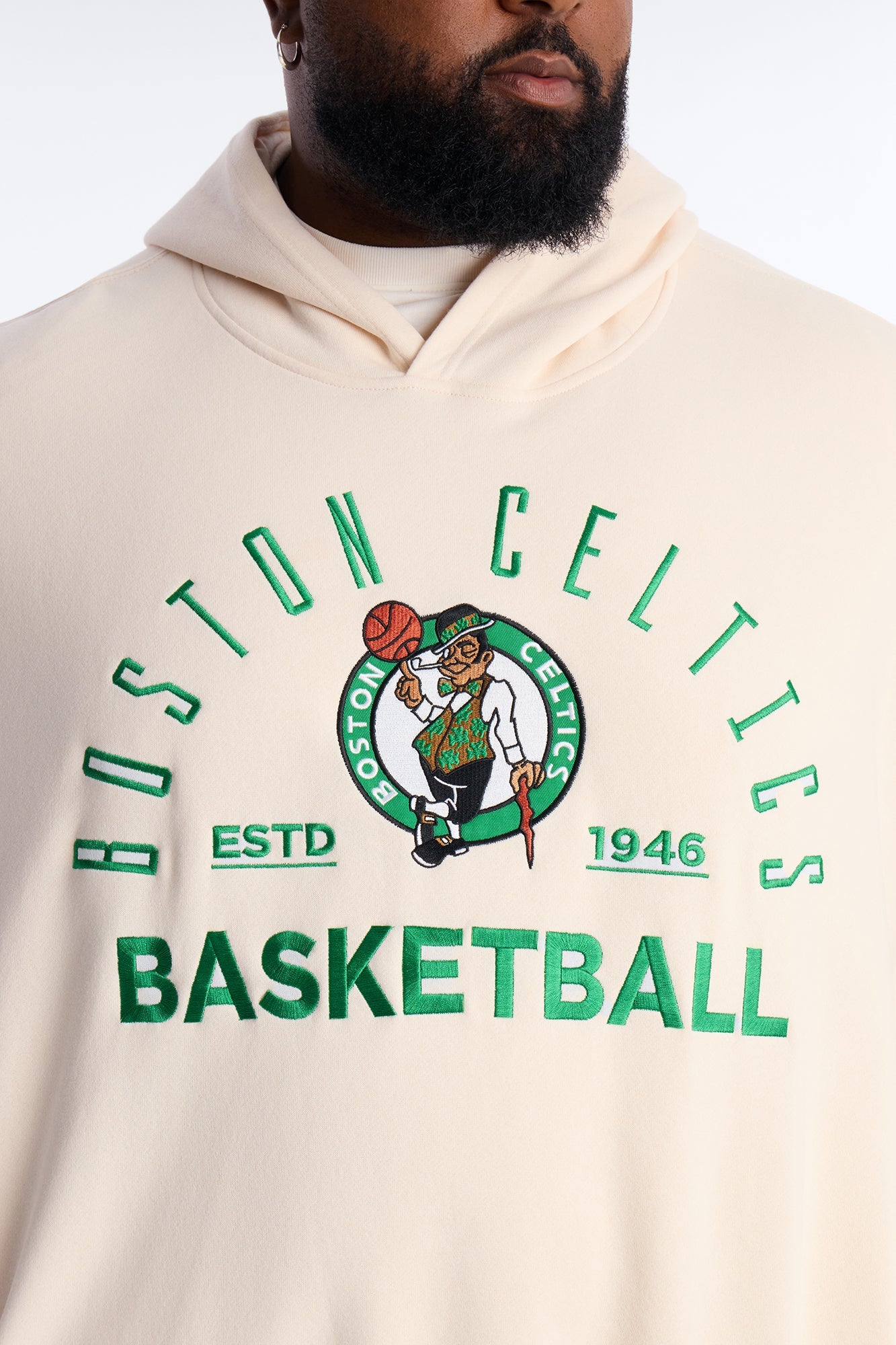 Celtics Embroidered Oversized Hoodie - Cream