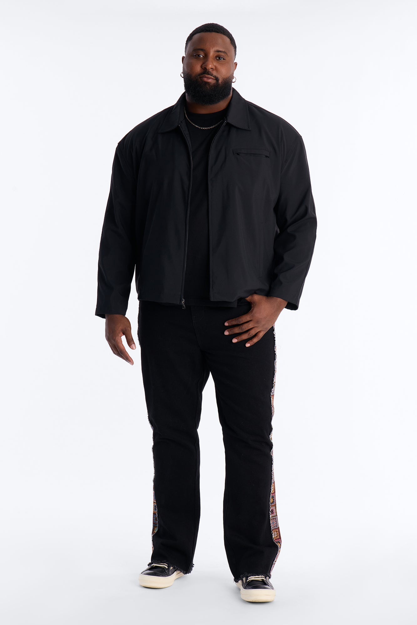 Stacked Slim Flare Split Tapestry Jeans - Black