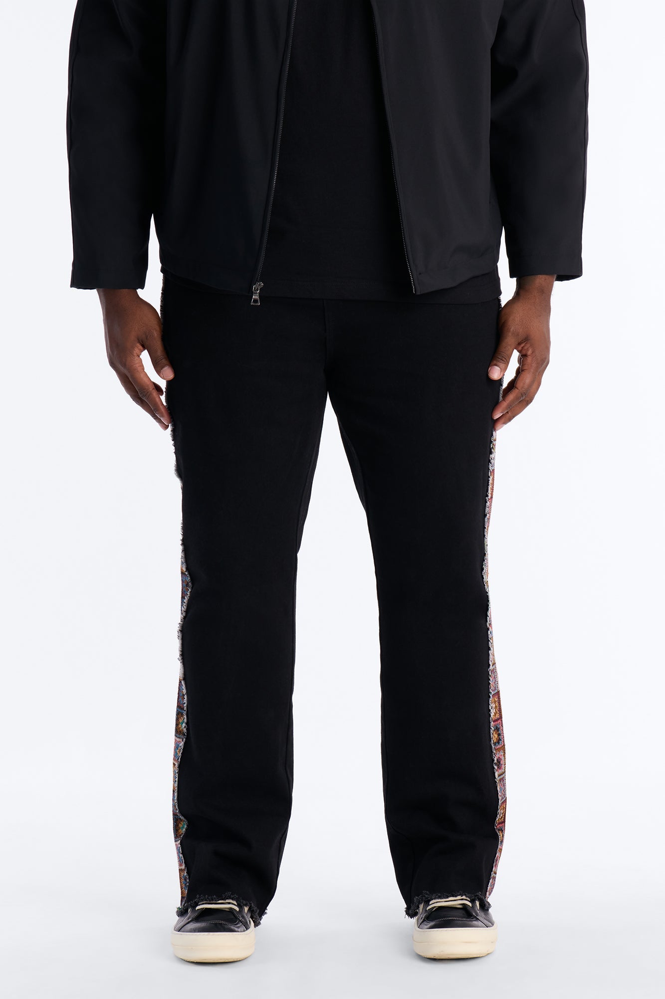 Stacked Slim Flare Split Tapestry Jeans - Black