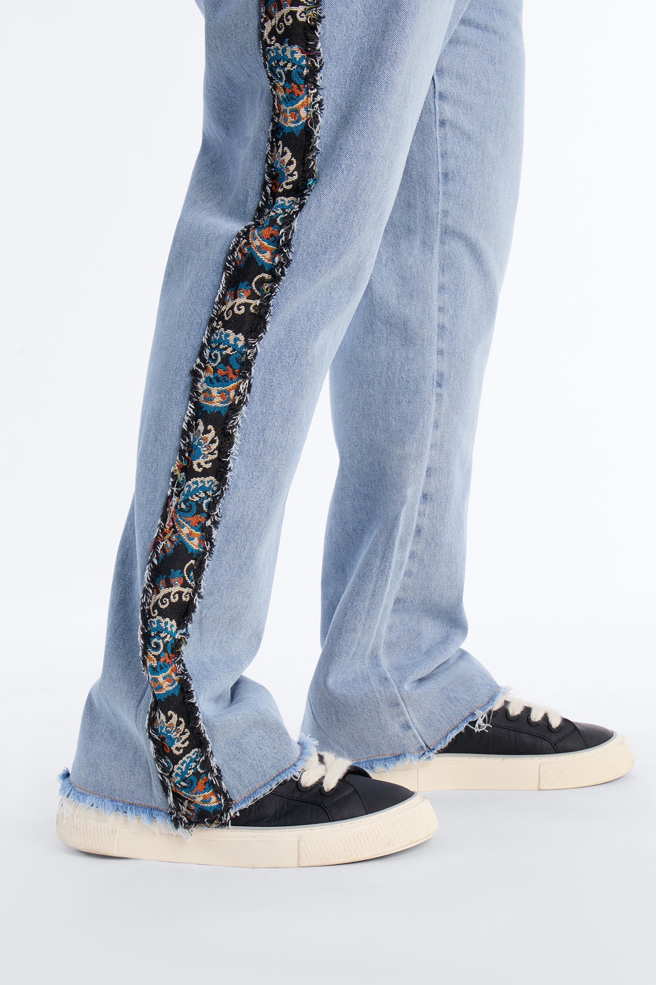 Stacked Slim Flare Exquisite Tapestry Jeans - Light Blue Wash