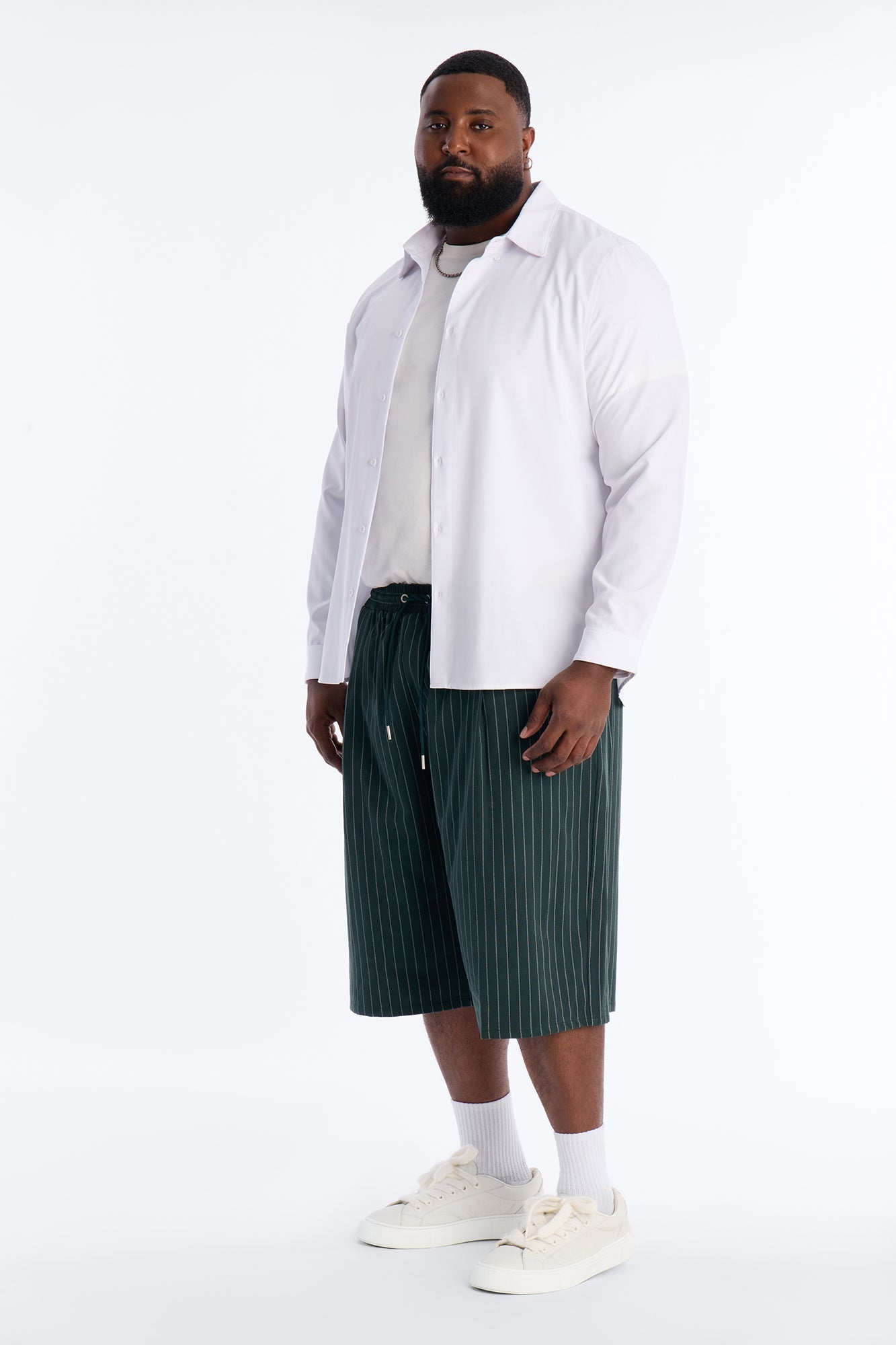 Baggy Straight Striped Soho Refined Short - Hunter Green