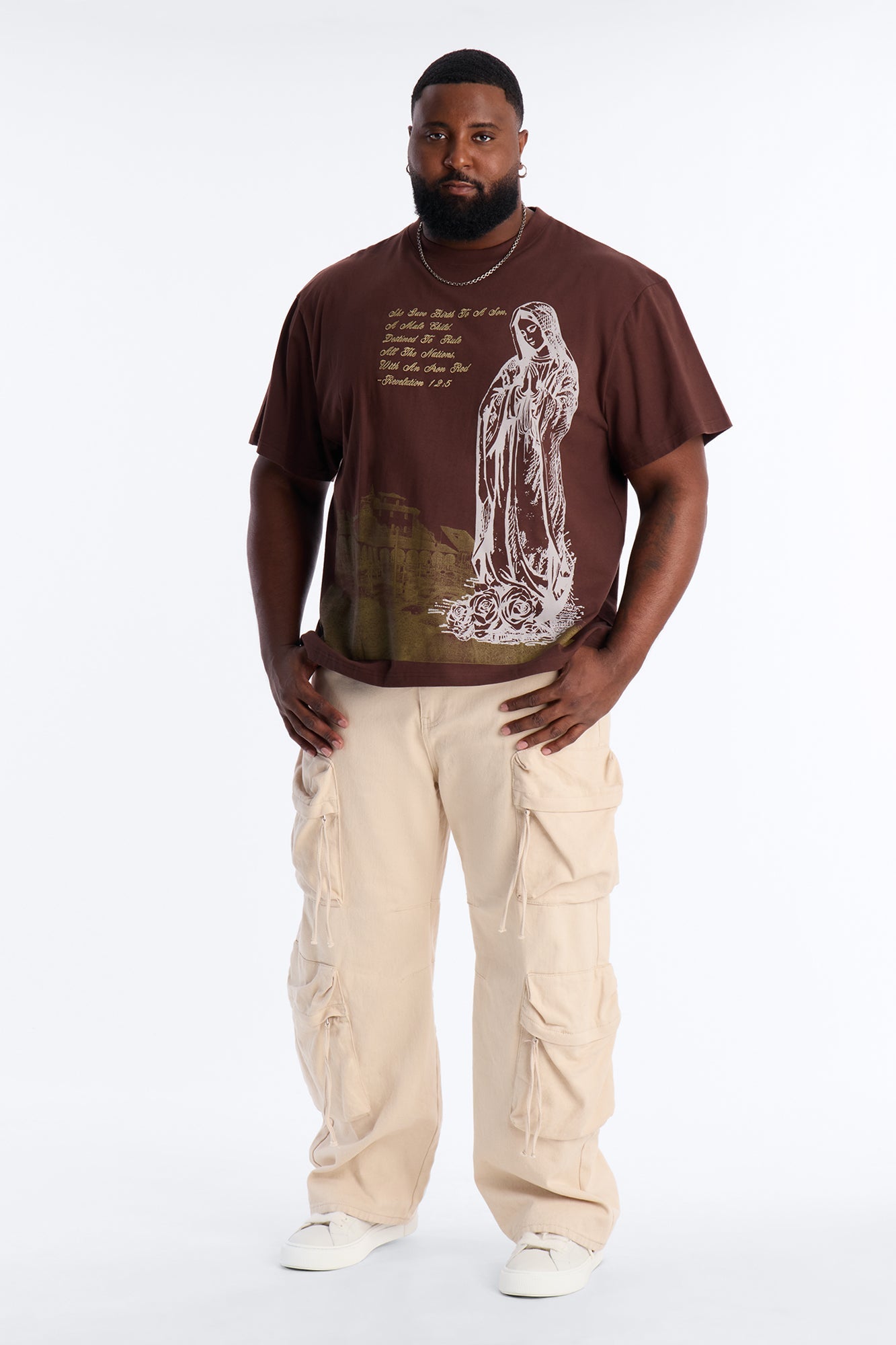 Always Believe Embroidered Short Sleeve Fleece Tee - Brown