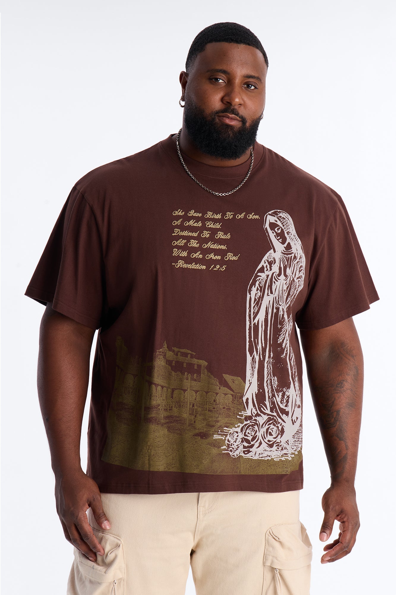 Always Believe Embroidered Short Sleeve Fleece Tee - Brown