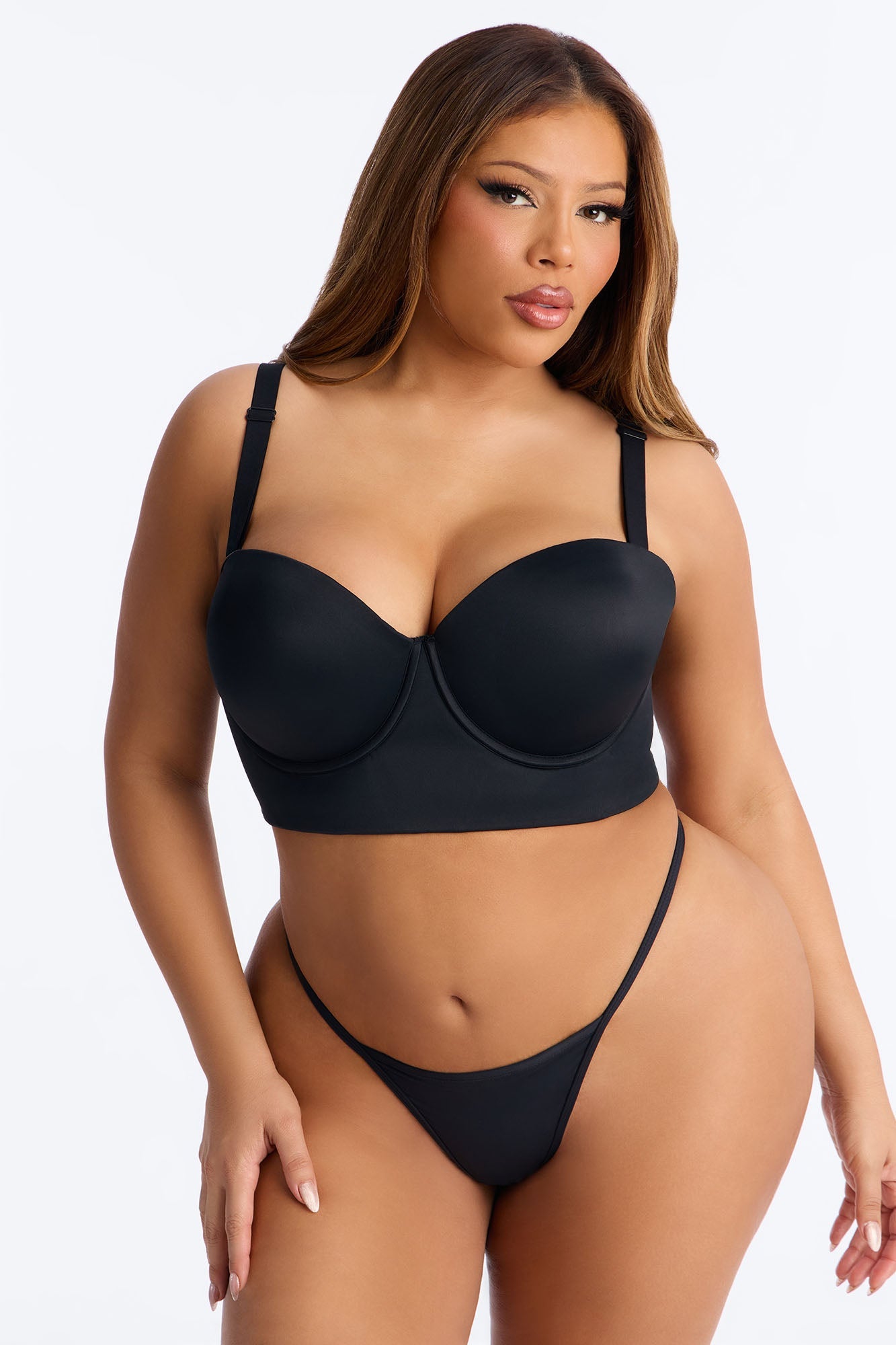 Classic Curve Underwire Lightly Padded Longline Bra - Black