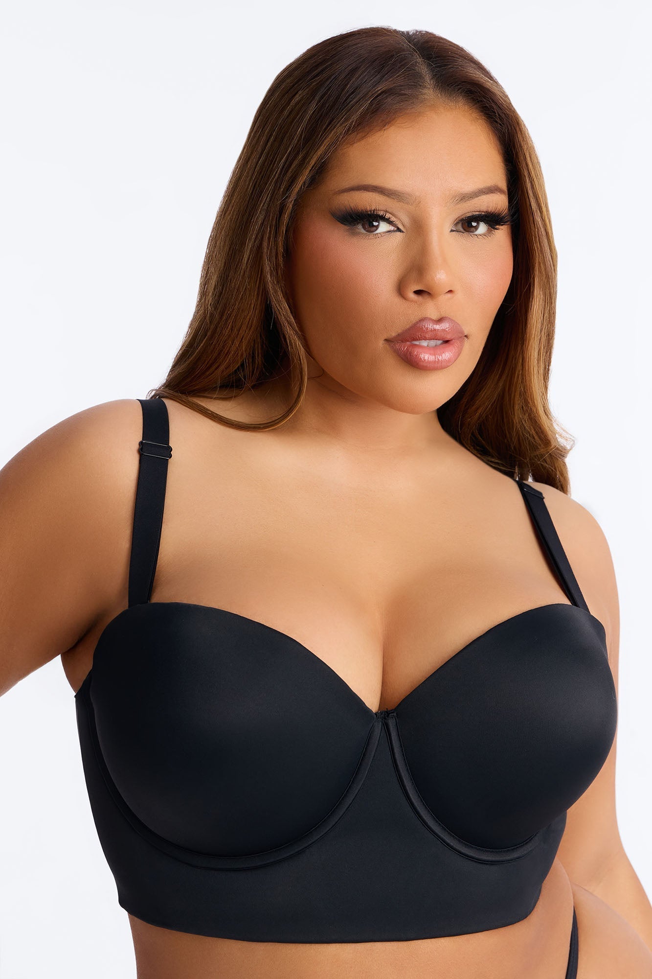 Classic Curve Underwire Lightly Padded Longline Bra - Black NEWFASHIONEDGE