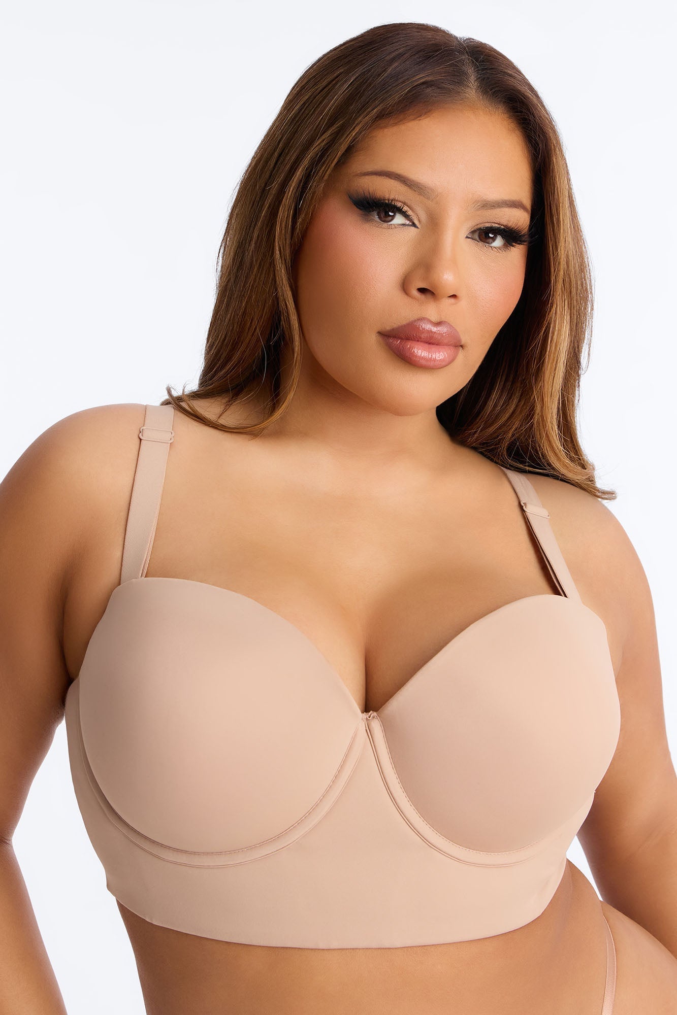 Classic Curve Underwire Lightly Padded Longline Bra - Nude NEWFASHIONEDGE