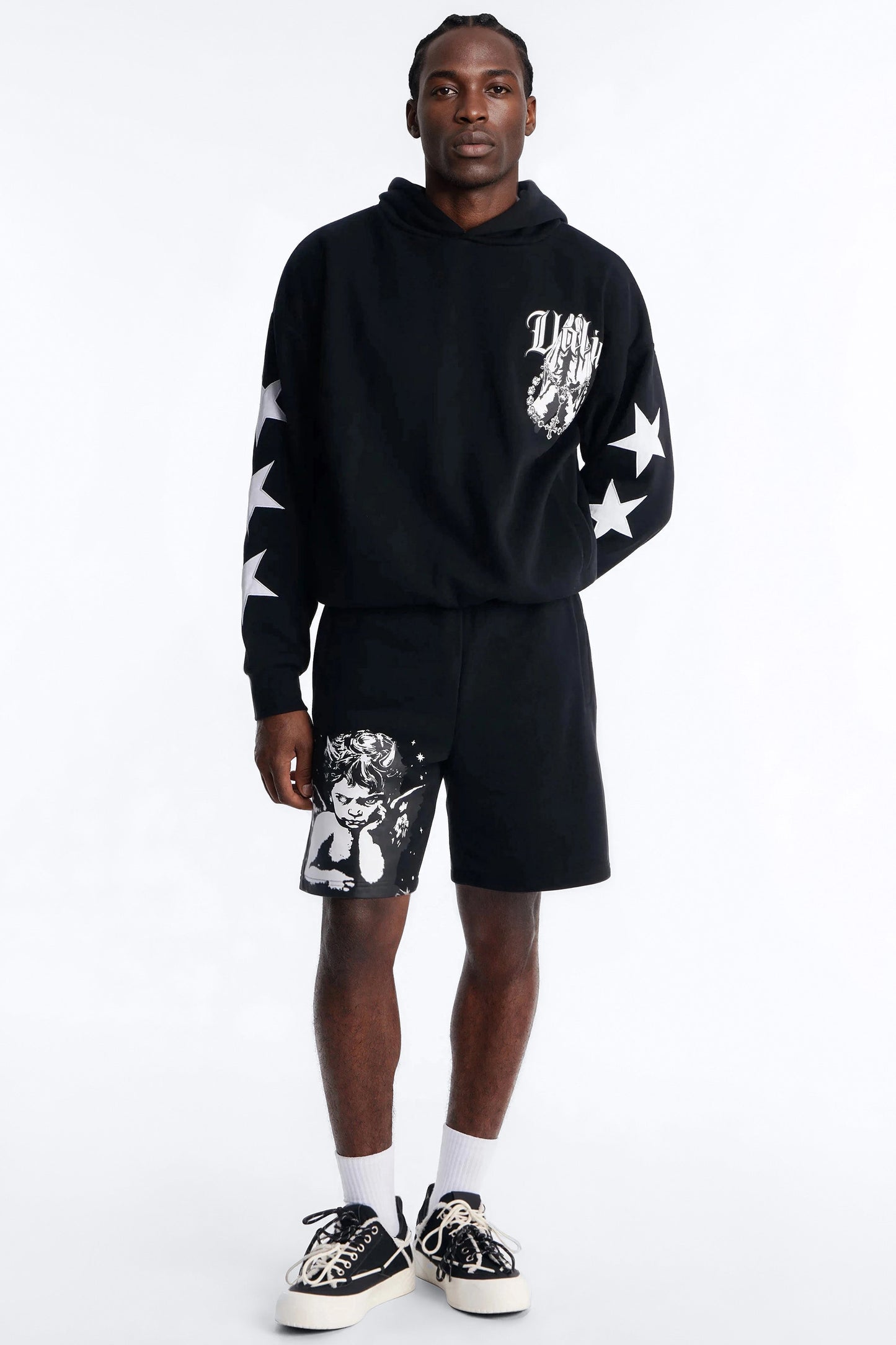 Menace Sent Embroidery Hoodie - Black