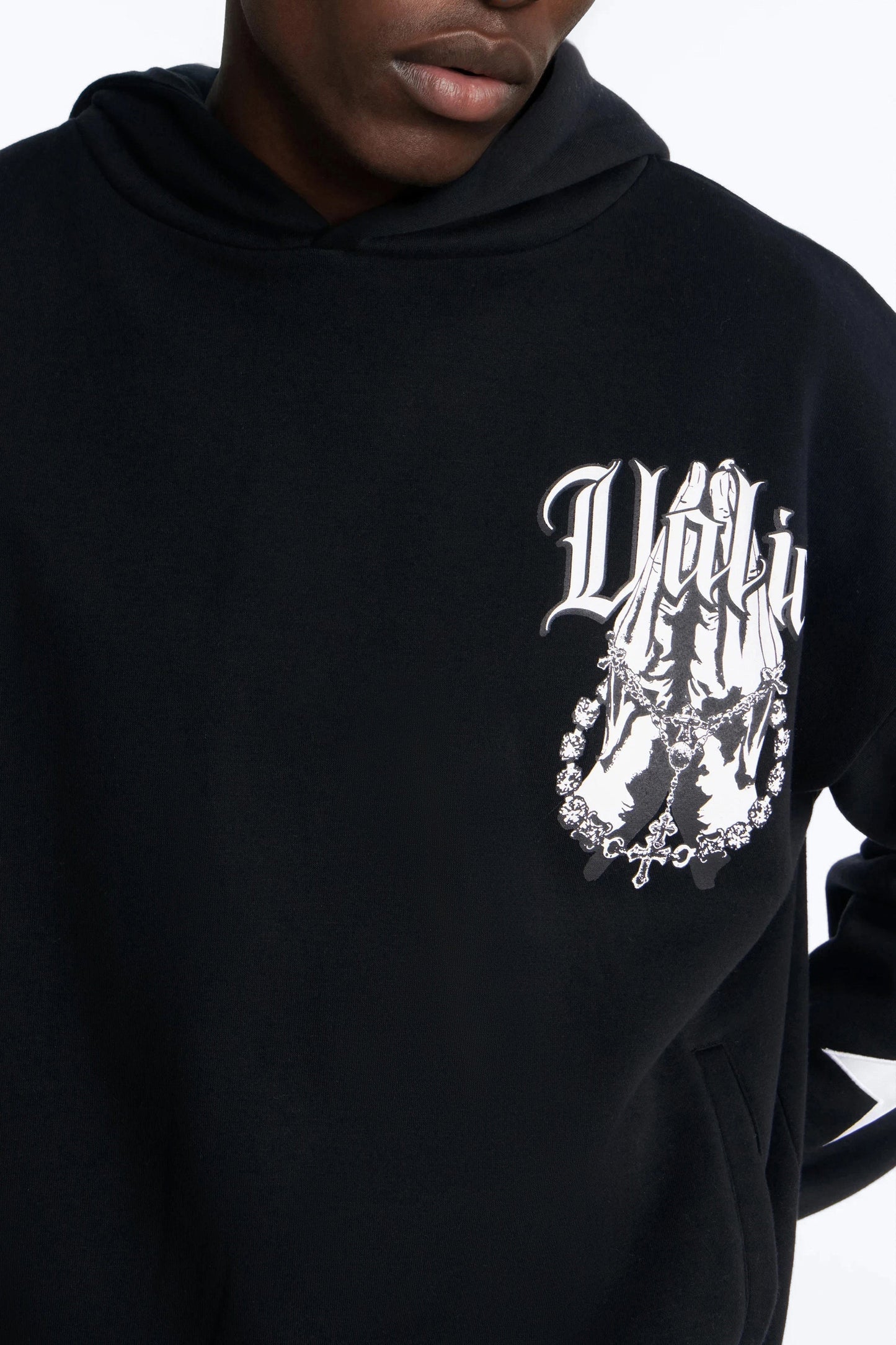 Menace Sent Embroidery Hoodie - Black