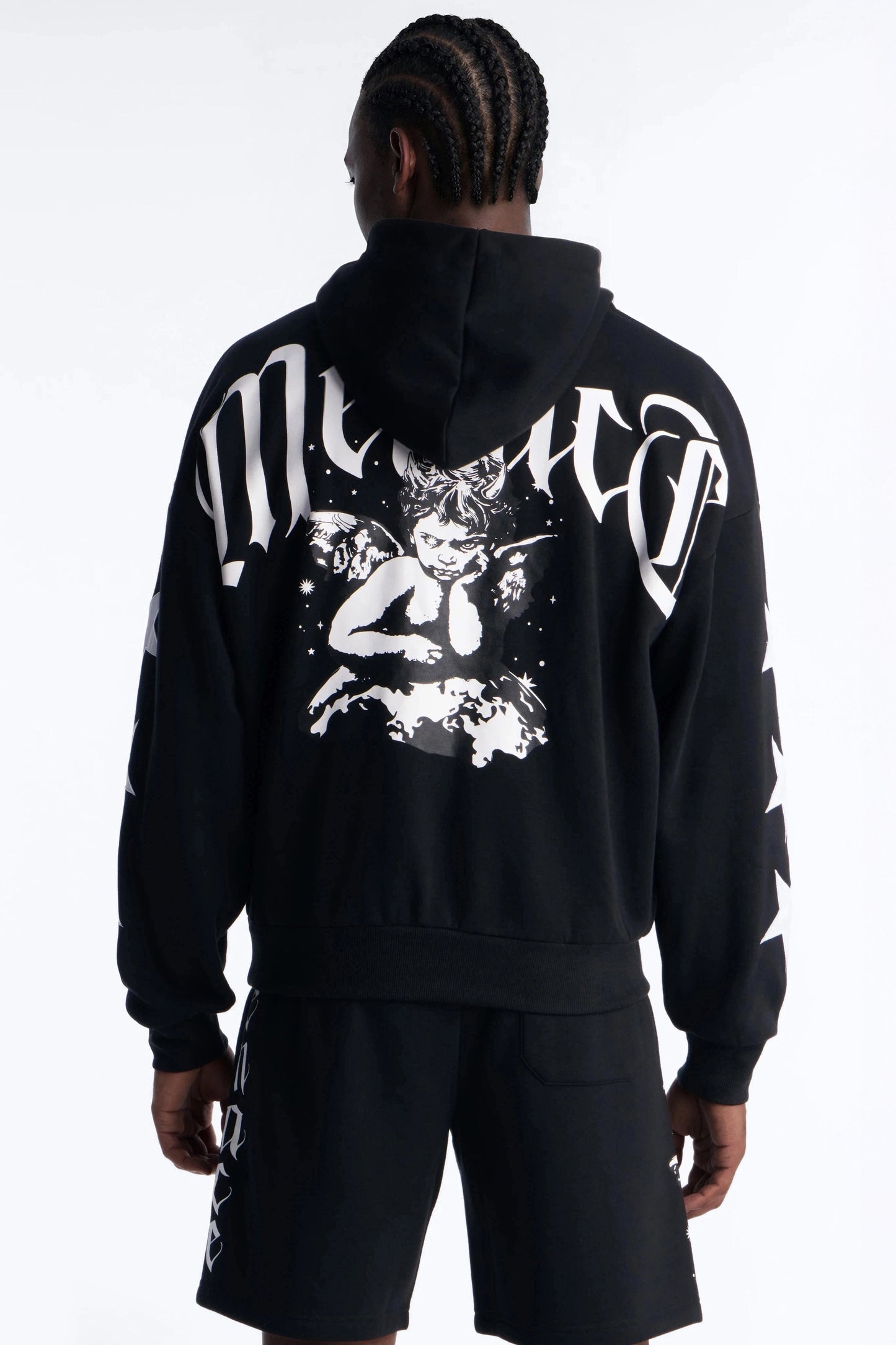 Menace Sent Embroidery Hoodie - Black