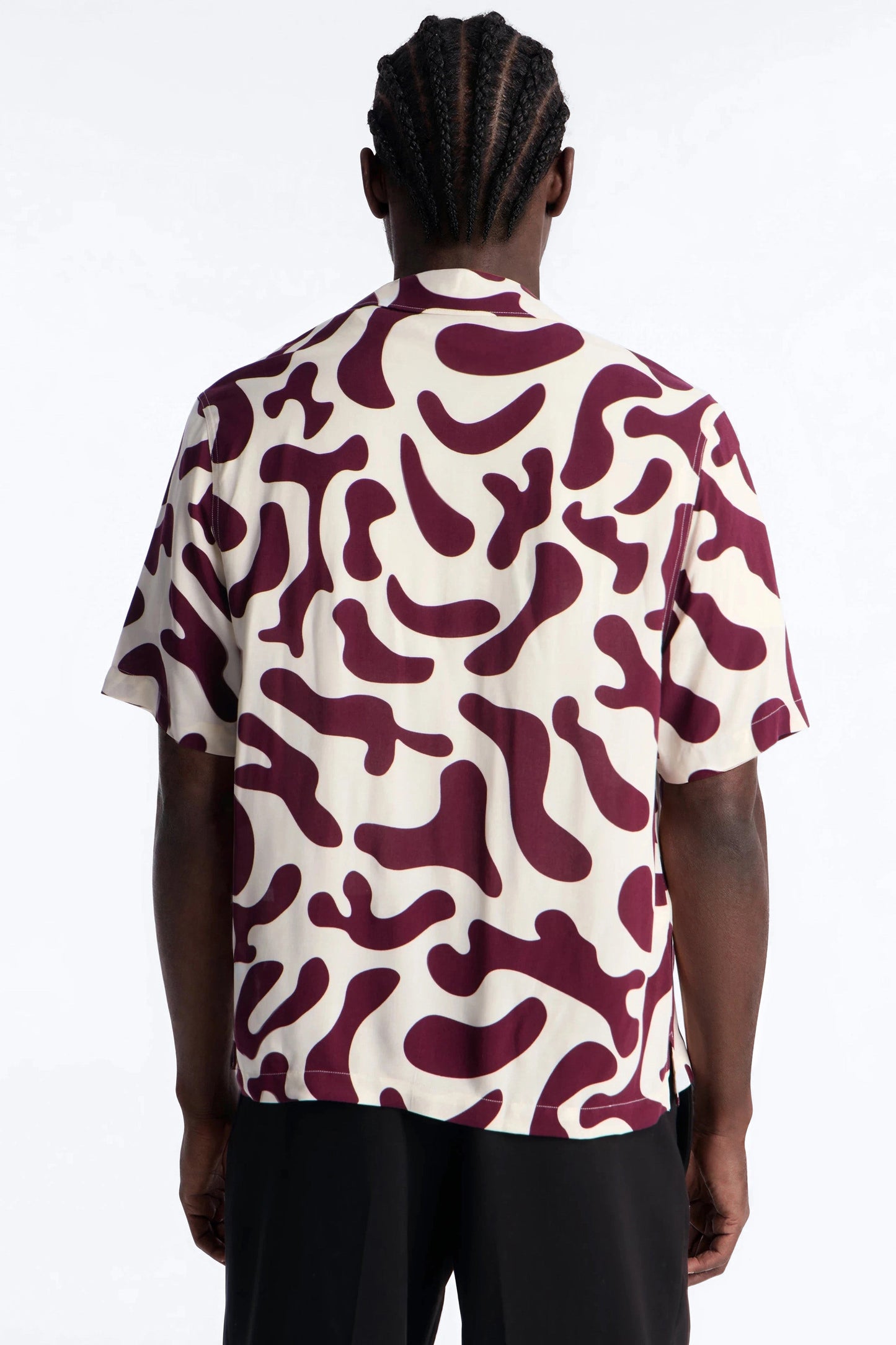 Bold Metric Cuban Shirt - Burgundy