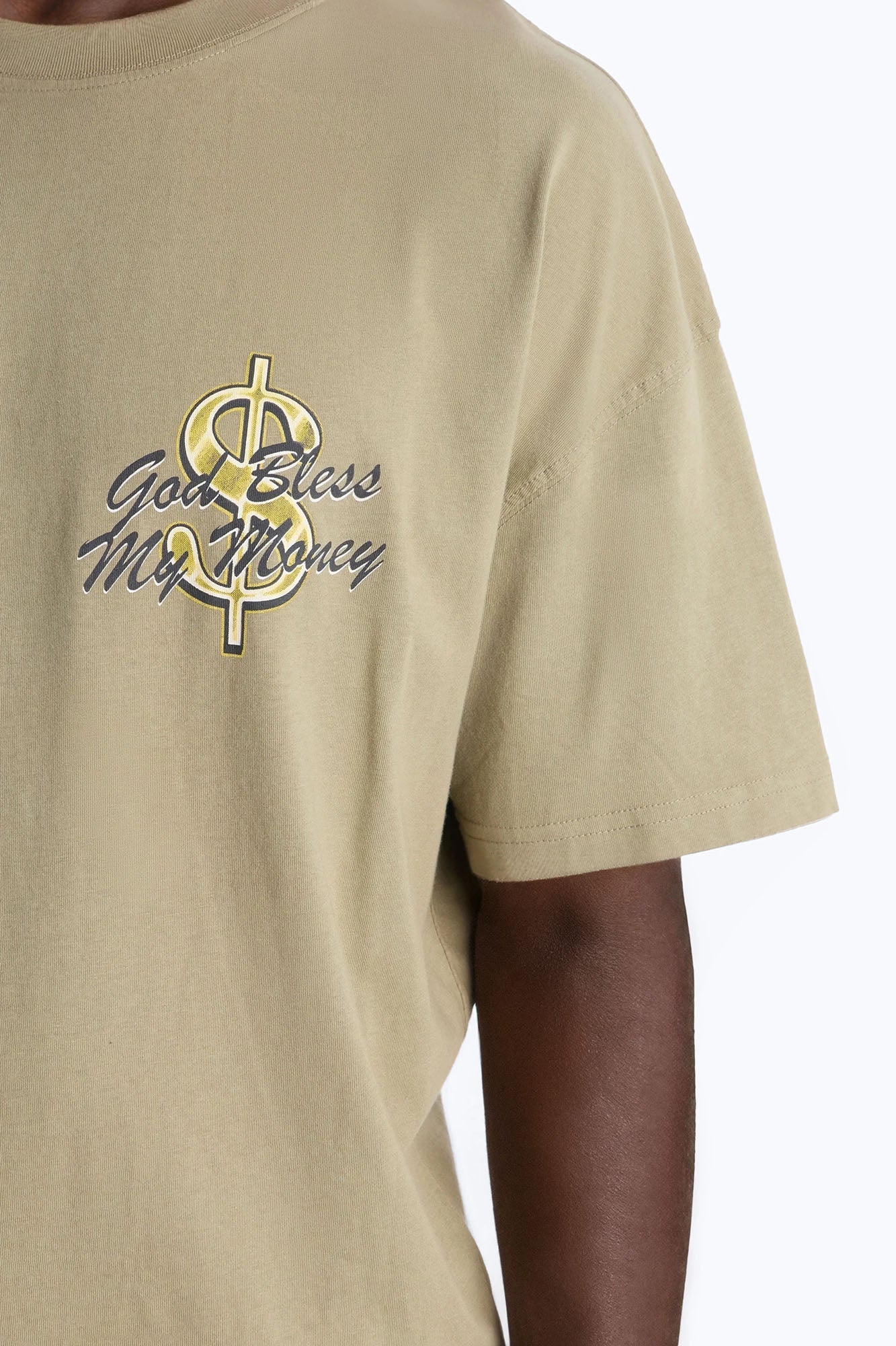 God Bless My Money Oversized Short Sleeve Tee - Olive