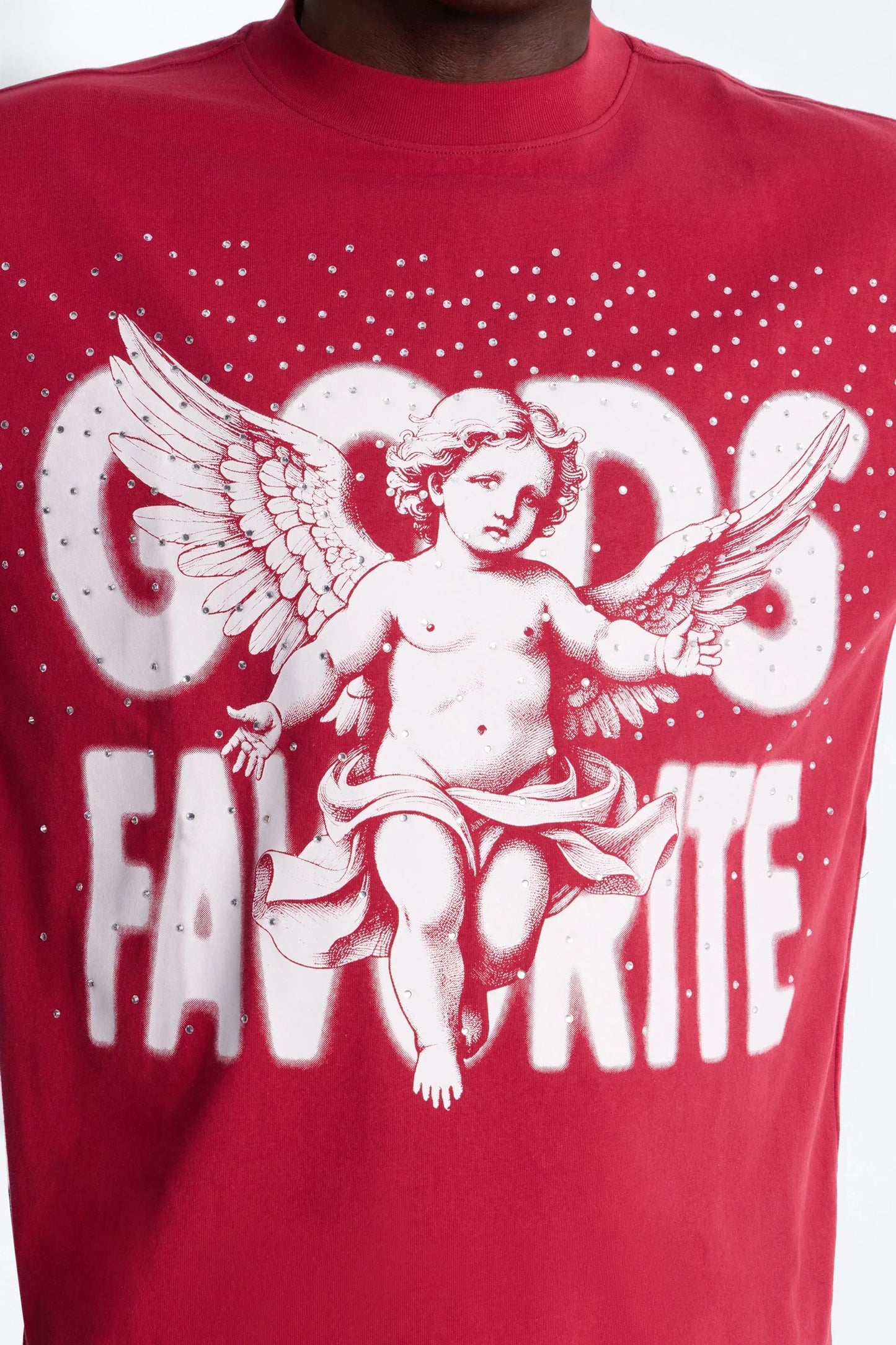 God's Favorite Rhinestones Short Sleeve Tee - Red