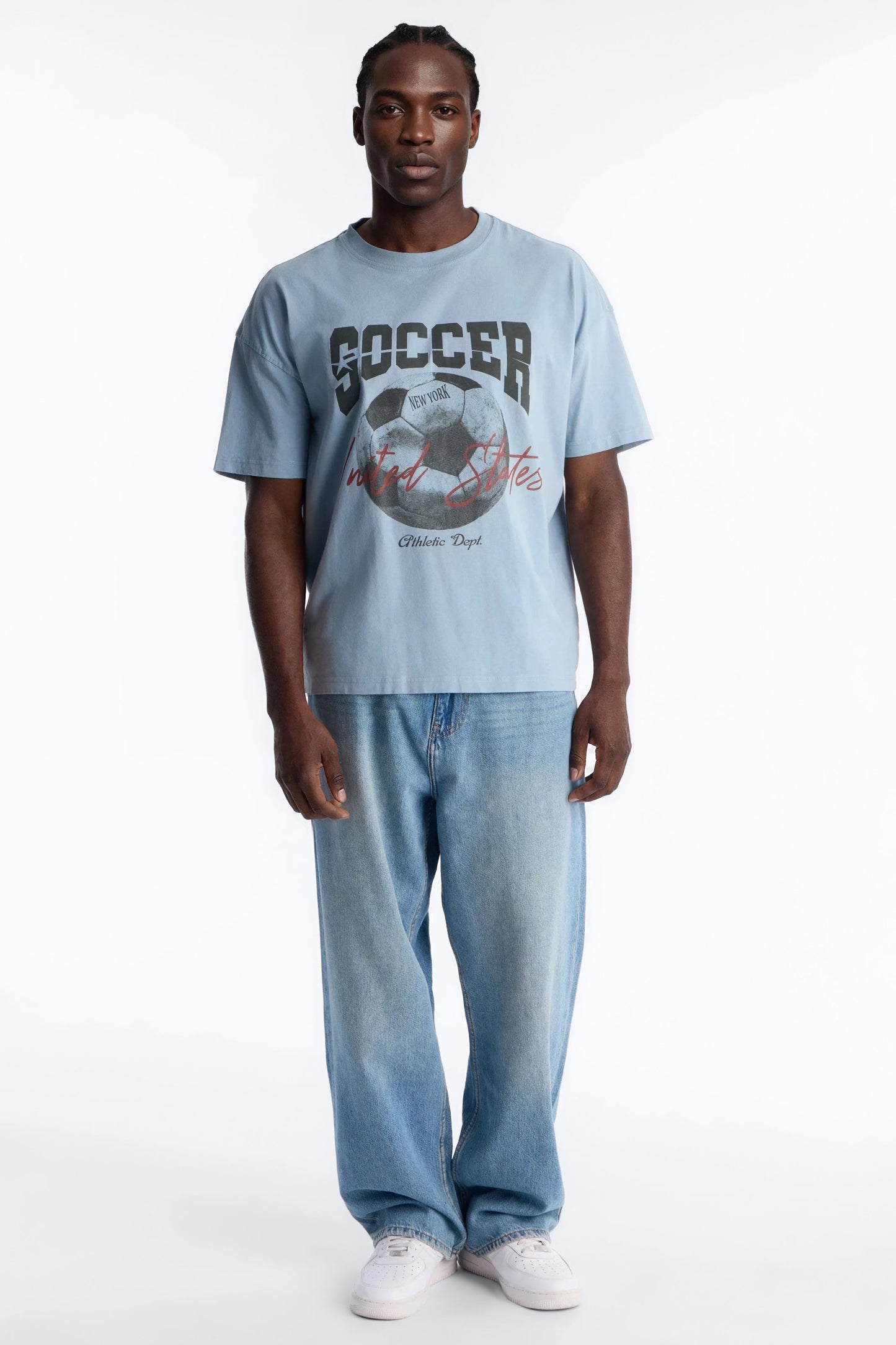 Soccer USA Oversized Short Sleeve Tee - Light Blue
