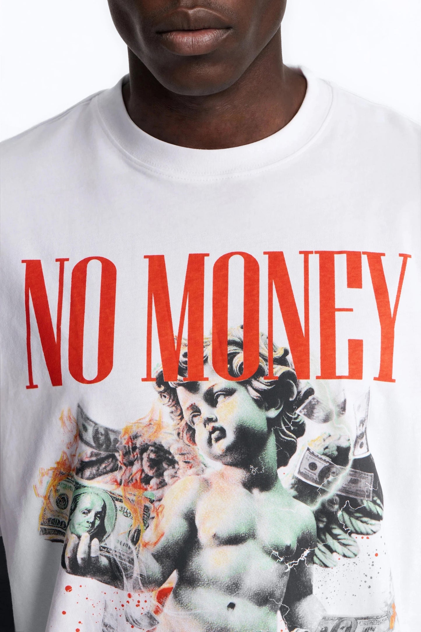 No Money No Funny Oversized Short Sleeve Tee - White