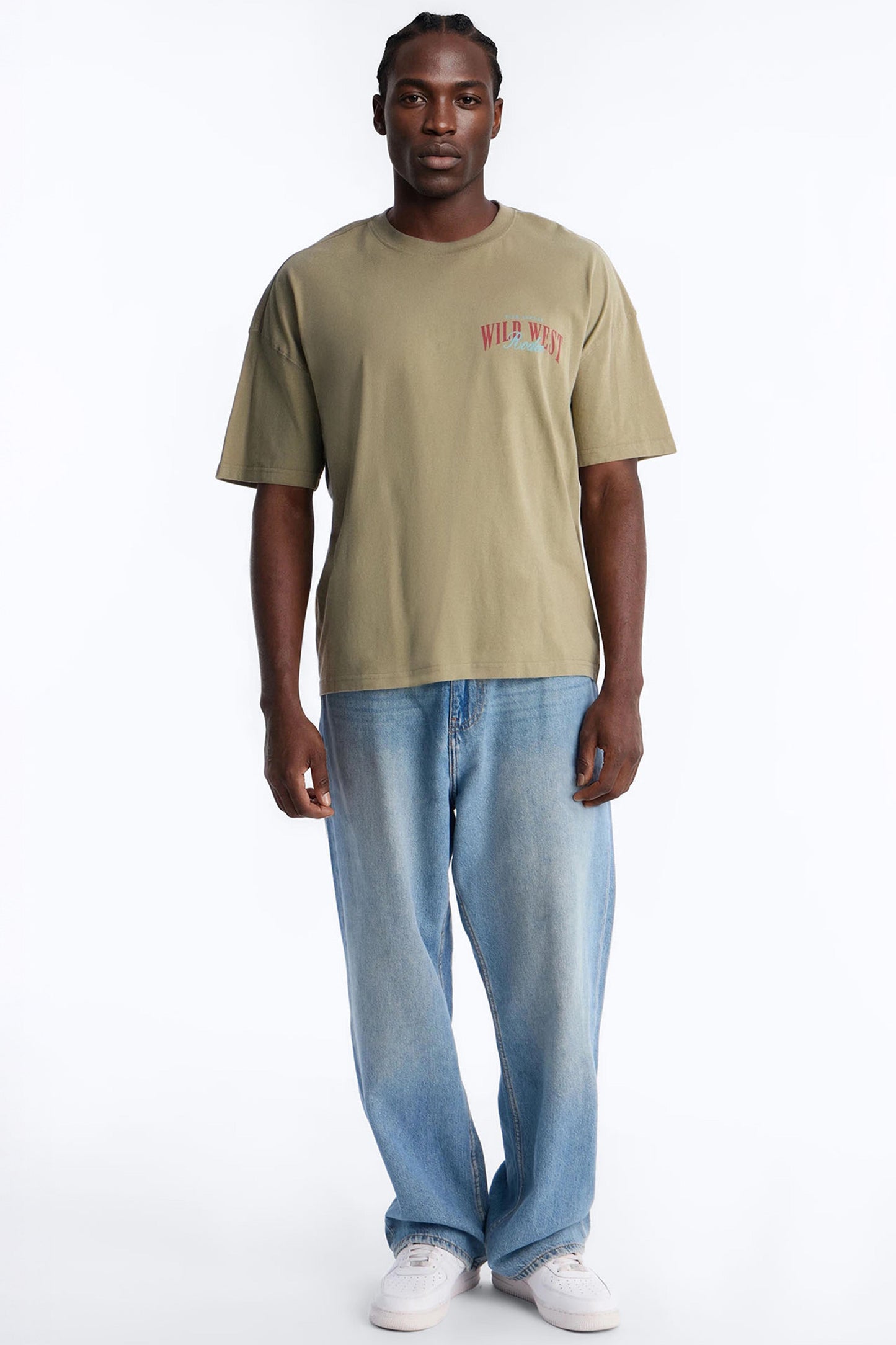 Wild West Rodeo Oversized Short Sleeve Tee - Olive