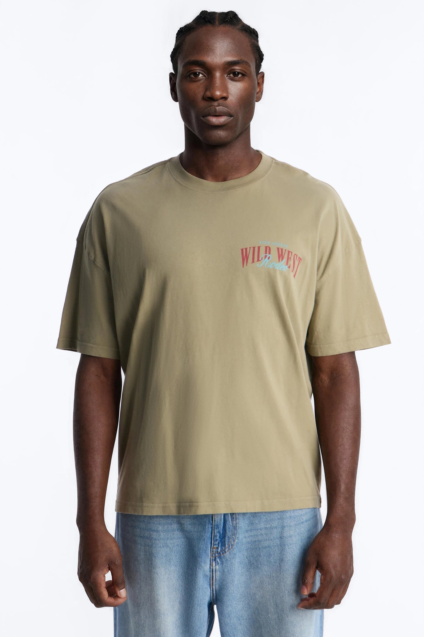 Wild West Rodeo Oversized Short Sleeve Tee - Olive