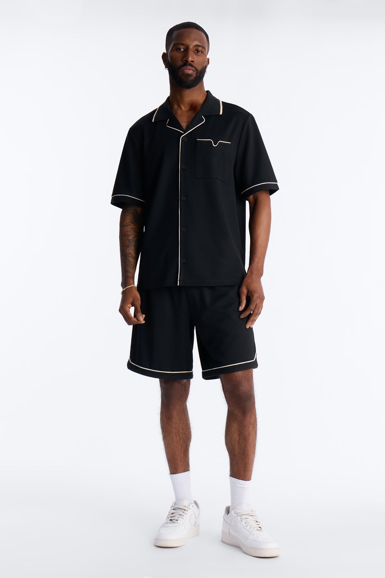 Noir Cuban Collar Shirt - Black