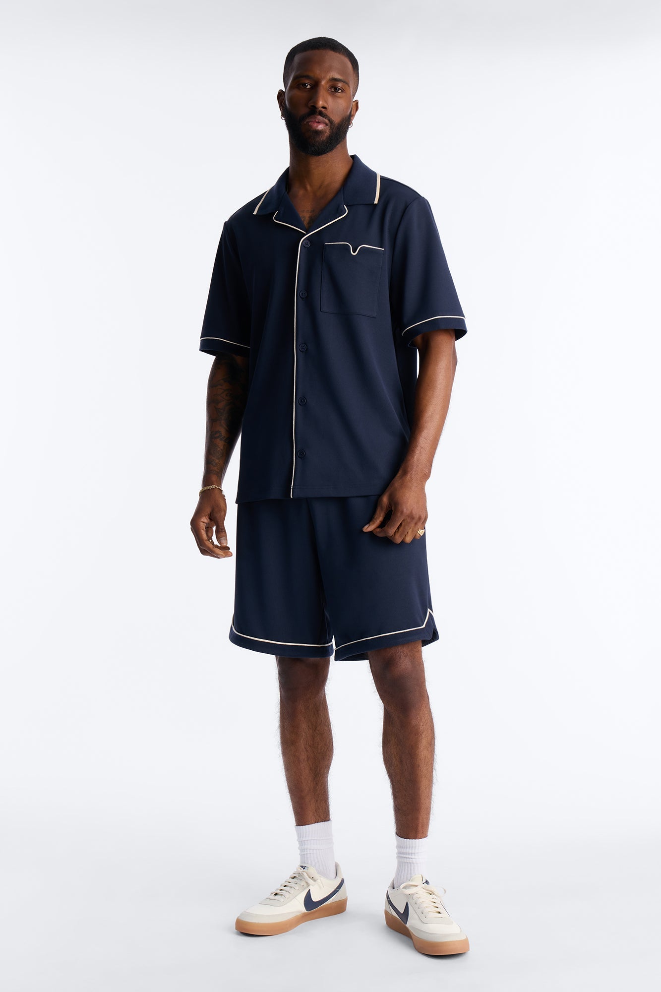 Noir Cuban Collar Shirt - Navy