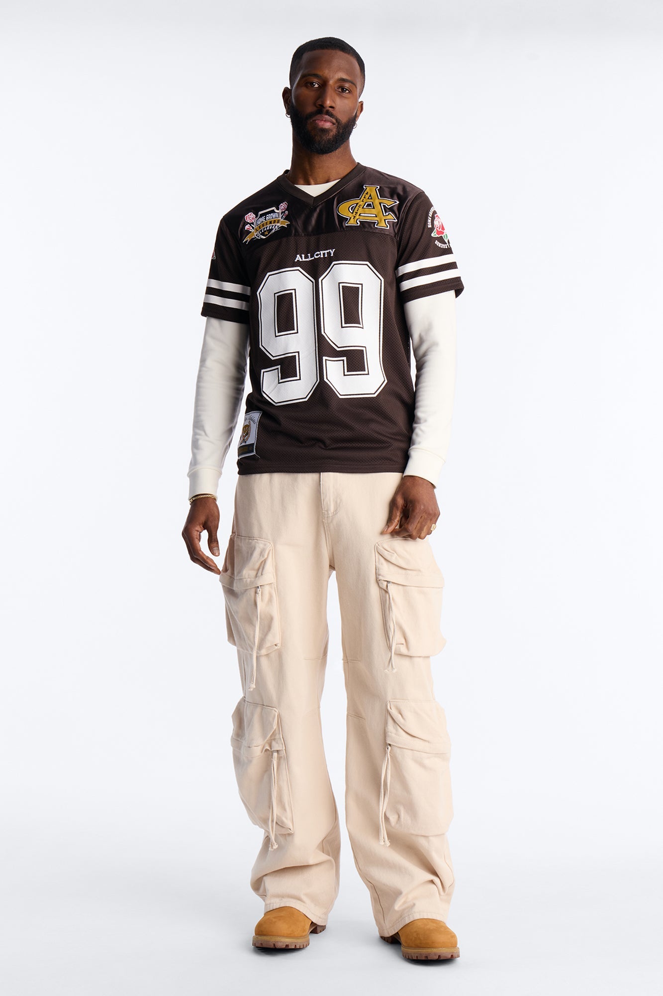 All City 99 Patch Football Mesh Jersey - Brown
