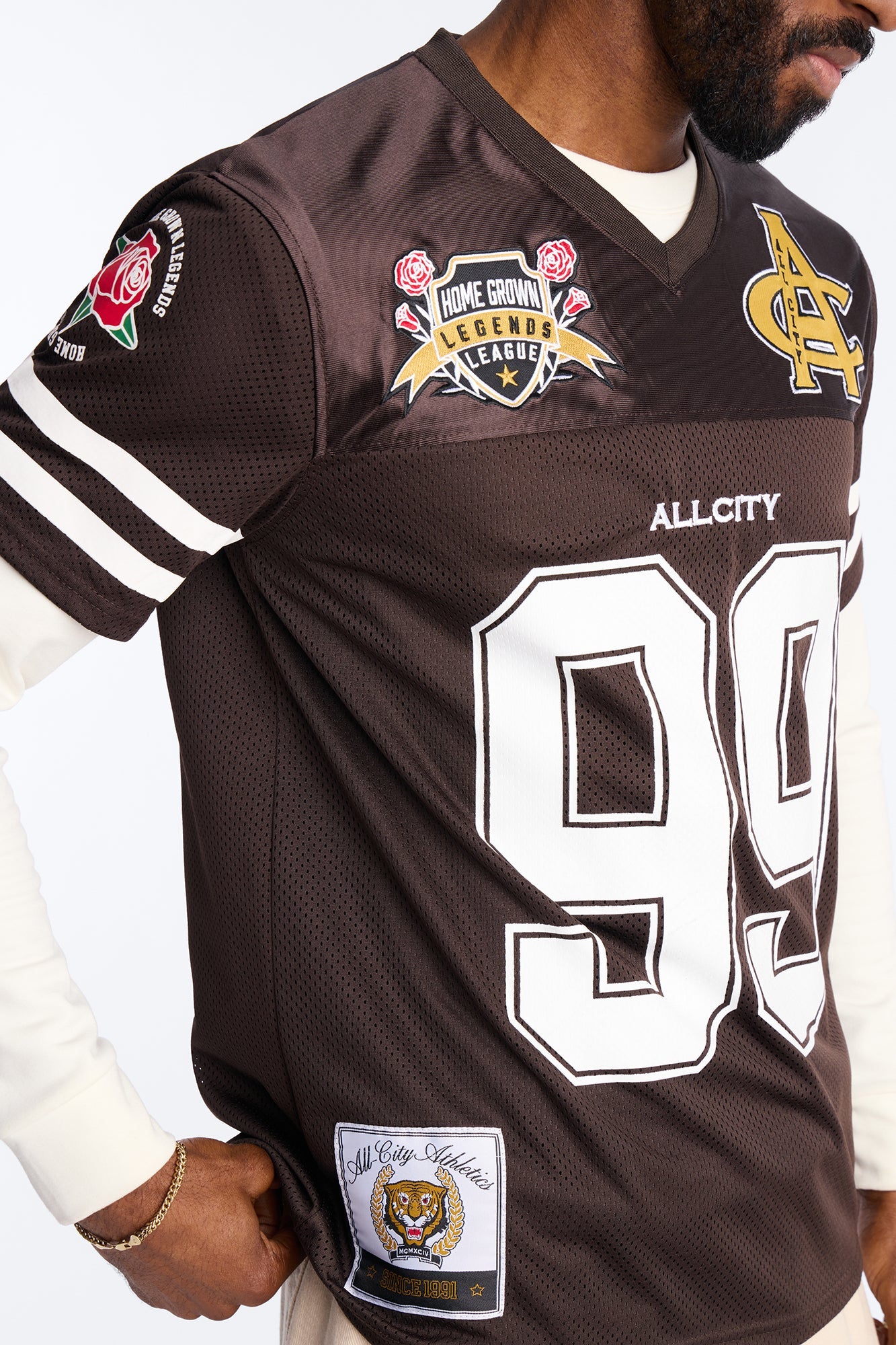 All City 99 Patch Football Mesh Jersey - Brown